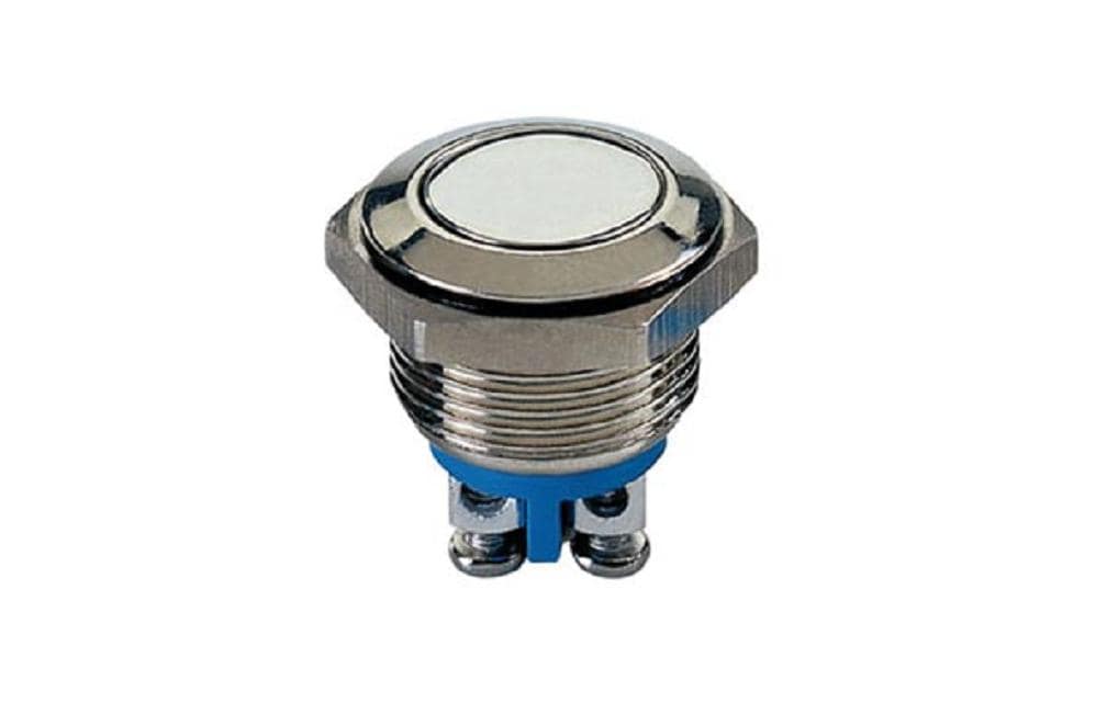 Velleman Drucktaster Edelstahl 19mm Flach, SPST 1NO
