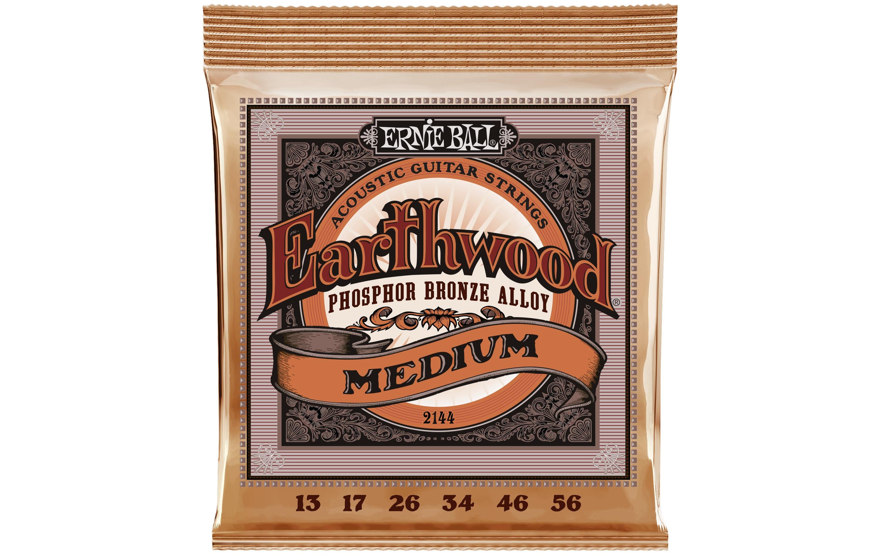 Ernie Ball 2144 Earthwood Phosphor Bronze Akustik Saitensatz, Medium 13-56