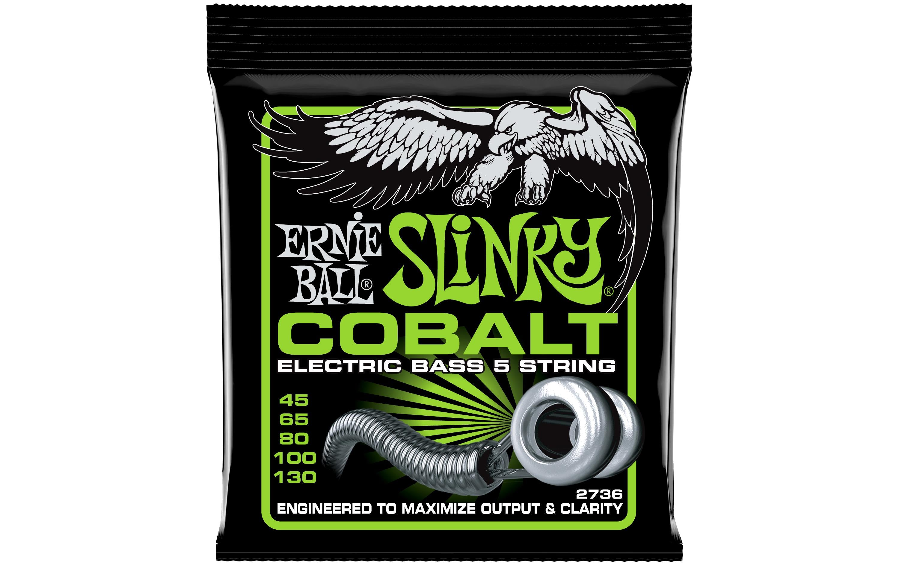 Ernie Ball 2736 Slinky Cobalt E-Bass Saitensatz, 5-String, Regular 45-130