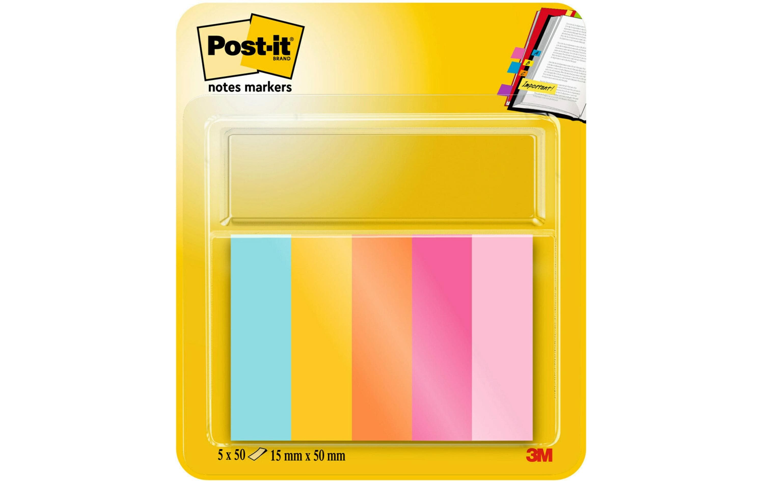 3M Post-it Page Marker, beachside 5 x 50 Blatt schmale Blöcke, 15 x 50  mm