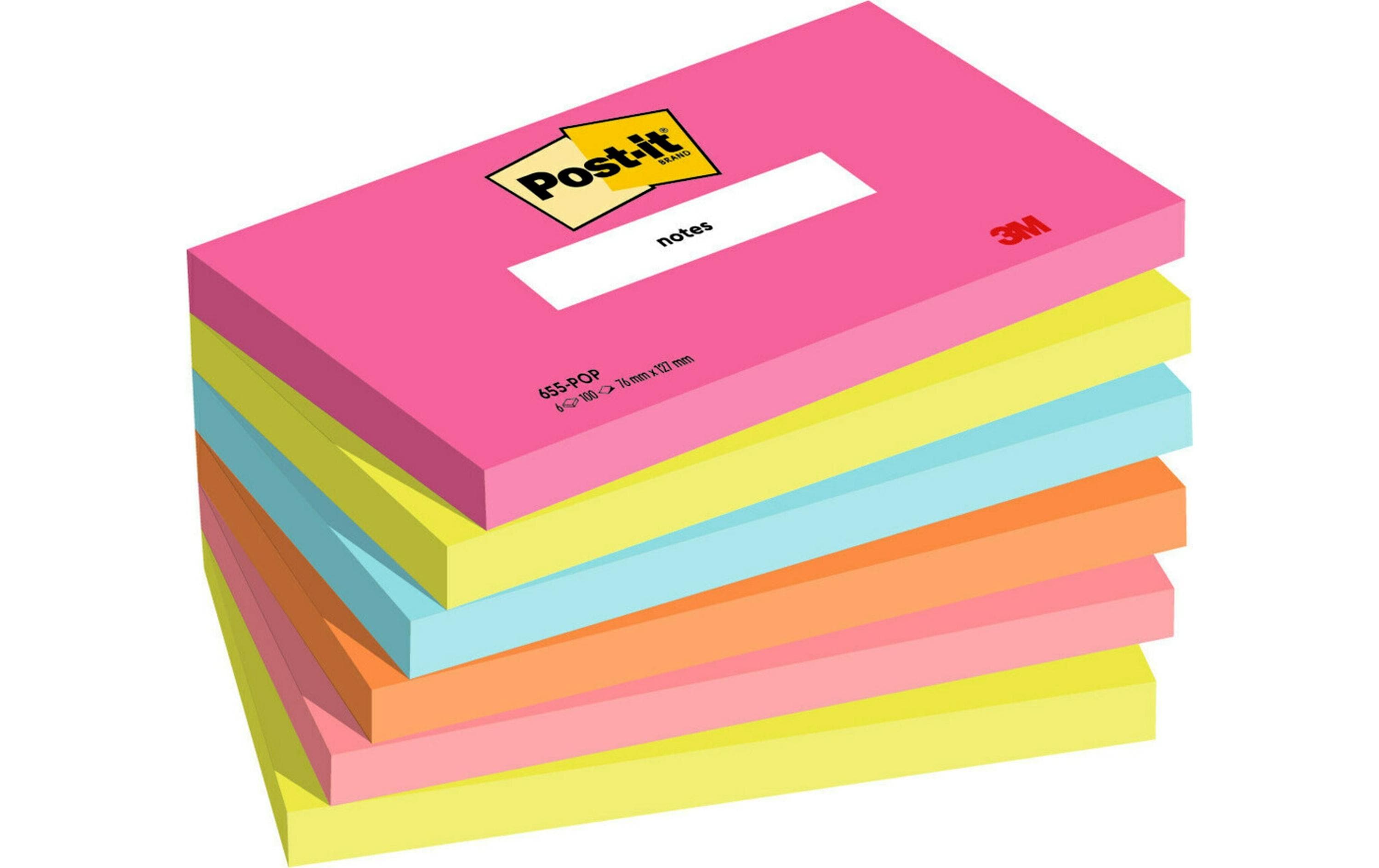 3M Post-it Super Sticky Notes , poptimistic 6 Blöcke à 100 Blatt, 127 x 76  mm