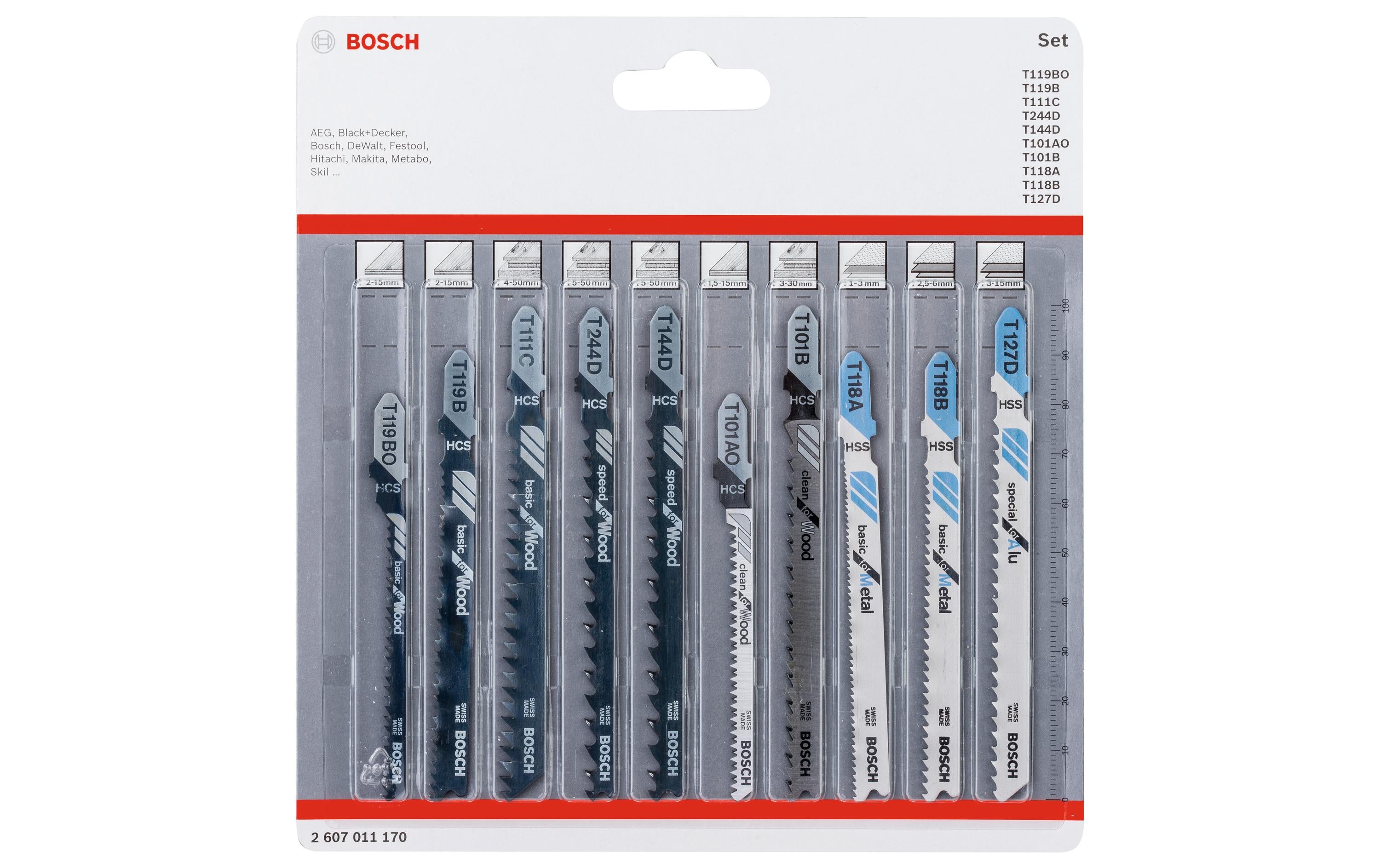 Bosch Professional Stichsägeblatt-Set Wood& Metal, 10-tlg.