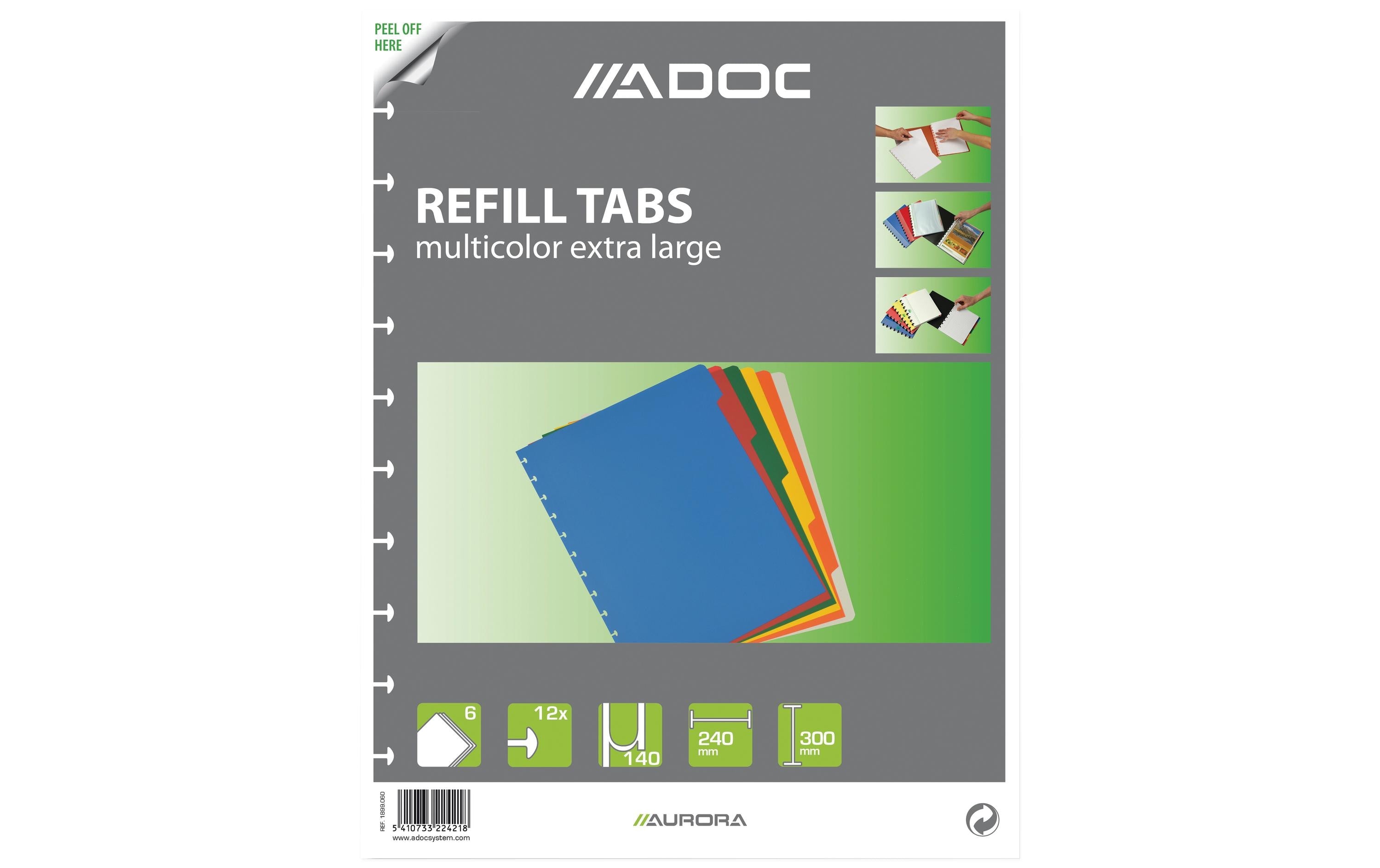 Adoc Ringheft Ersatz-Register A4, 6 teilig, 6-farbig