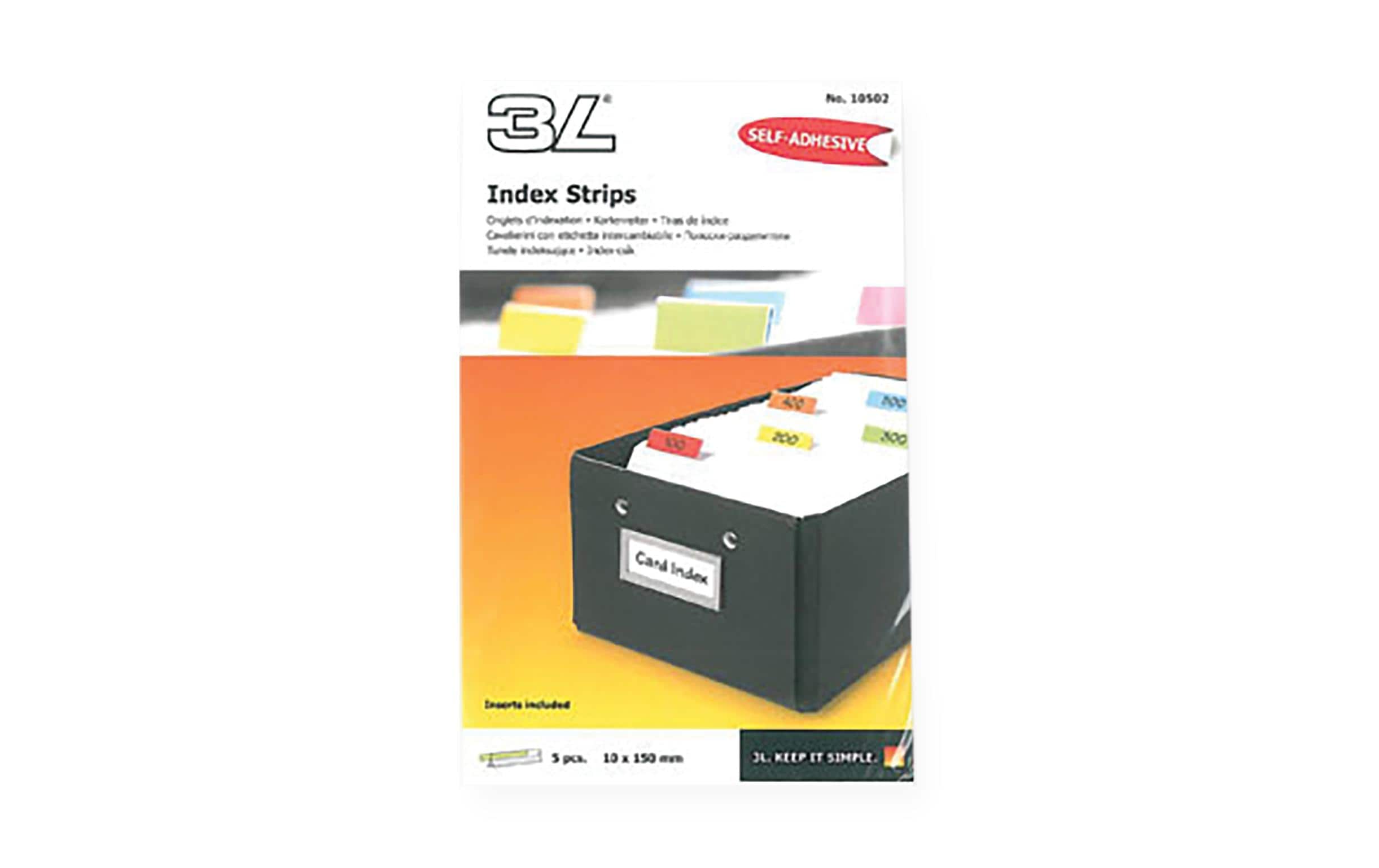 3L Kartenreiter Index Strips Etiketten farbig sortiert, blanco, 5 Stk