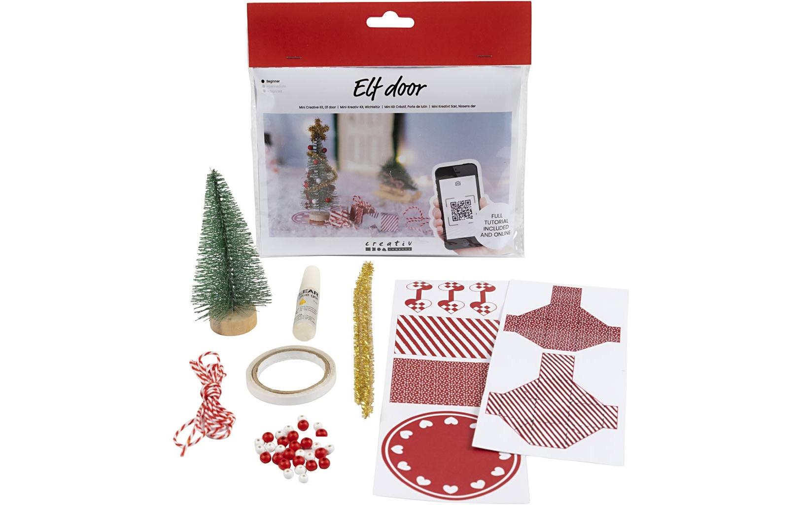 Creativ Company Elfentür / Wichteltür Szene Weihachtsbaum und Geschenke