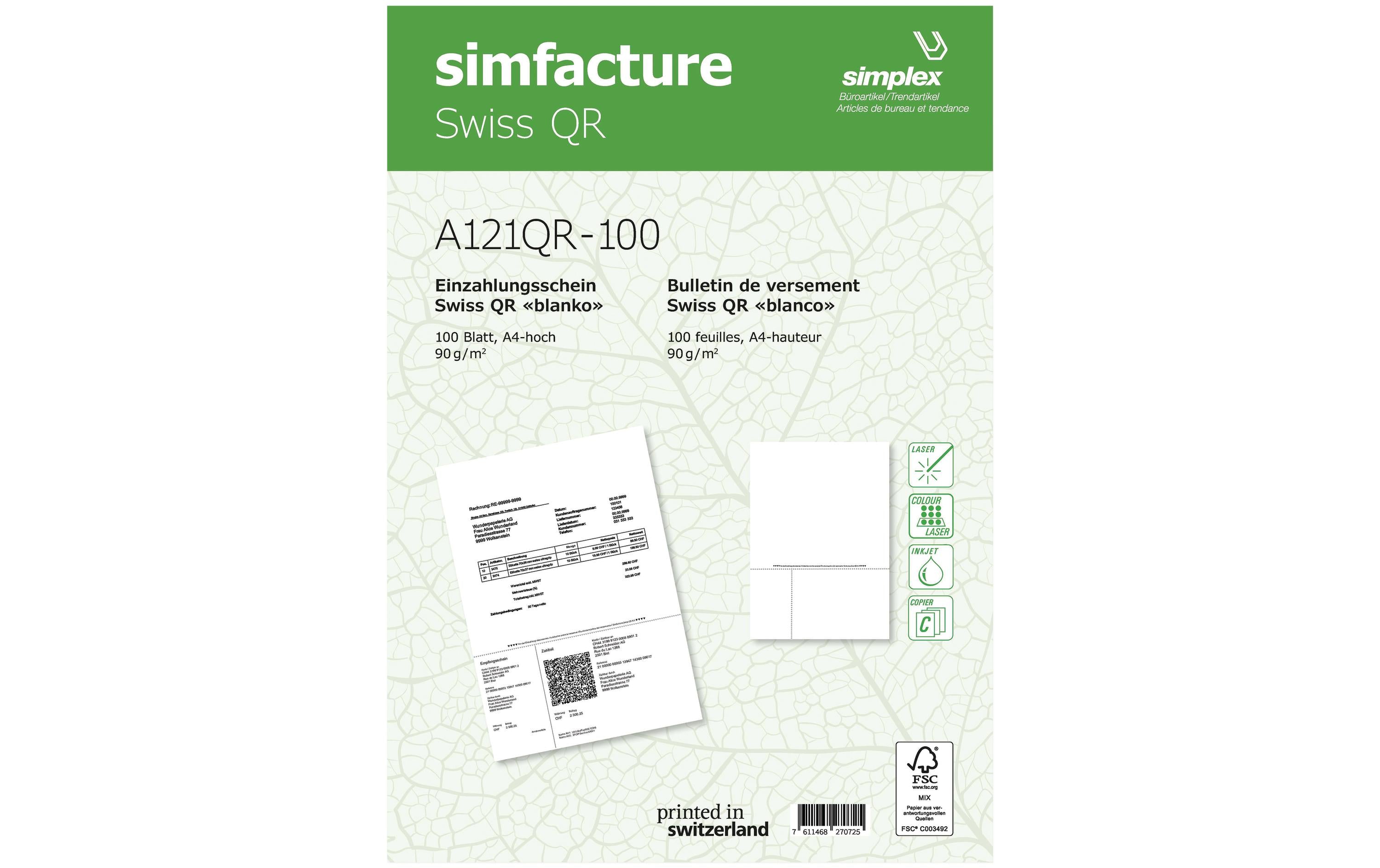 Simplex Simfacture Swiss QR FSC, 500 Stk 90 g/m², 500 Blatt
