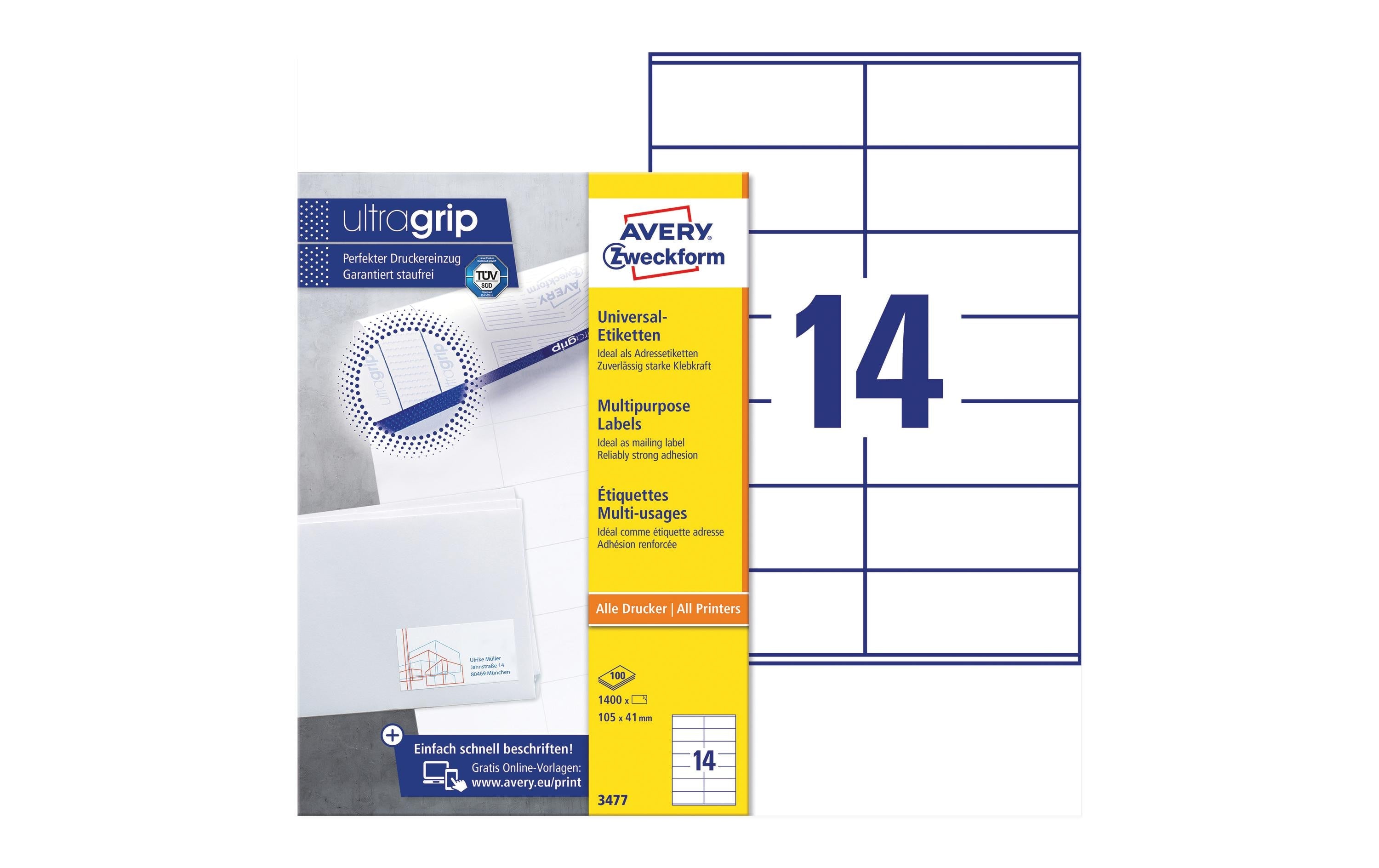 AZ Universal-Etiketten, 100 Blt, 1400 Stk 105,0 x 41,0 mm