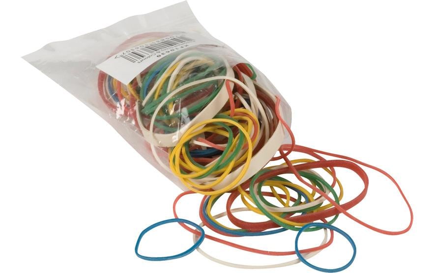 Q-Connect Gummibänder, 75 Stk farbig, assortiert, 25 g (ca. 75 Stück)