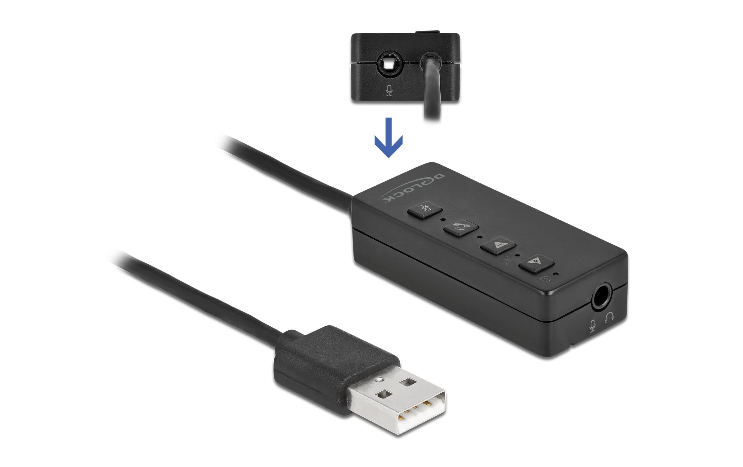 Delock USB Headset und Mikrofon Adapter 2x3,5mm Klinkenbuchse für Windows & Mac OS