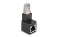 Delock RJ45 Stecker zu RJ45 Buchse Adapter Cat.6A 90° nach unten gewinkelt