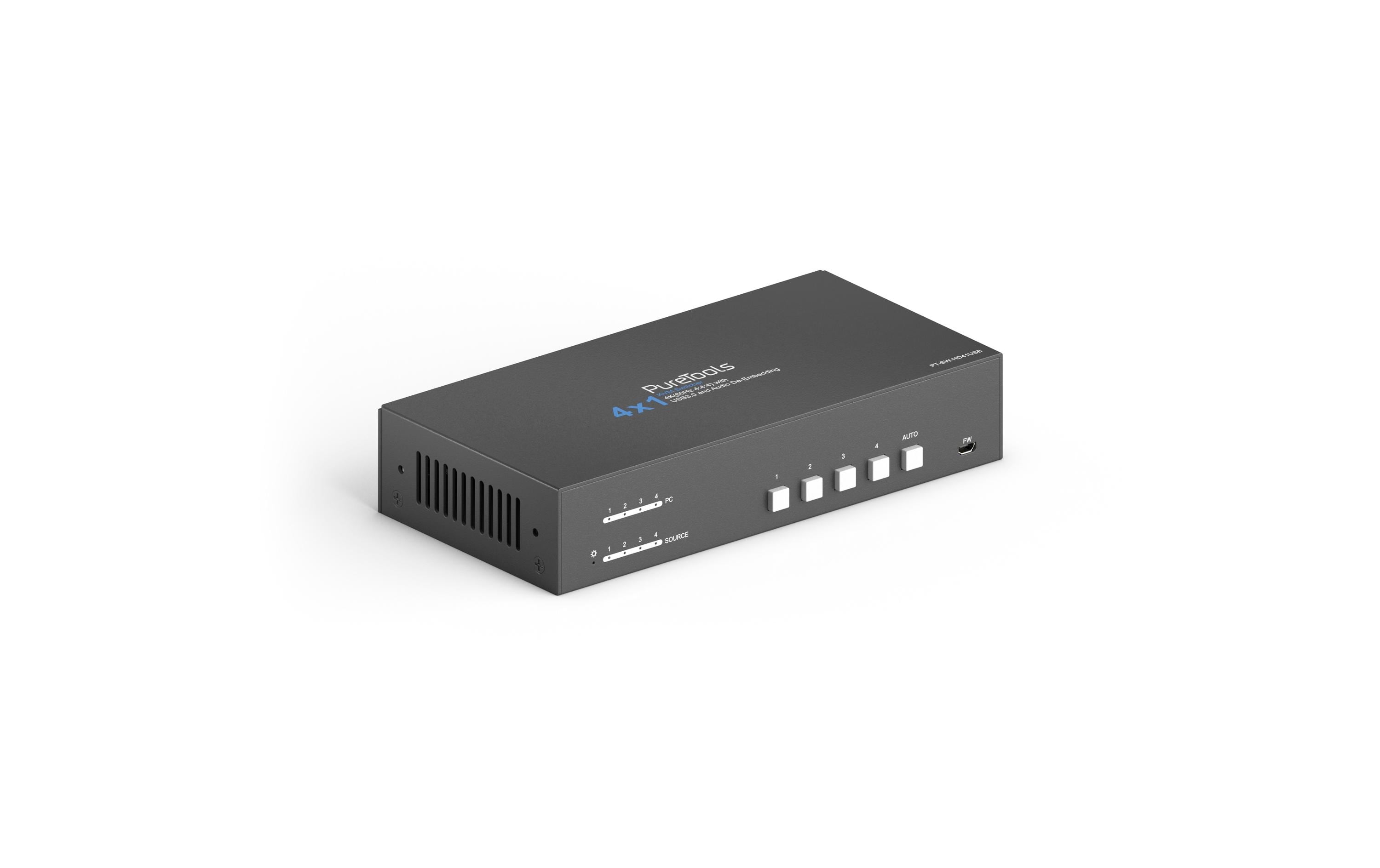 PureTools PT-SW-HD41USB Switch 4x1 HDMI, KVM, 4K