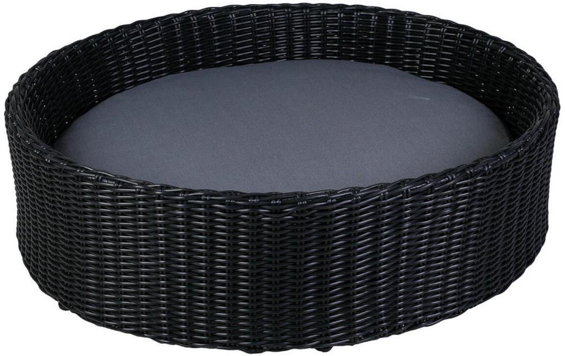 greemotionPET Hunde-Sofa Rattan-Optik rund schwarz Gr. S, ca. 65 x 20 x 55 cm