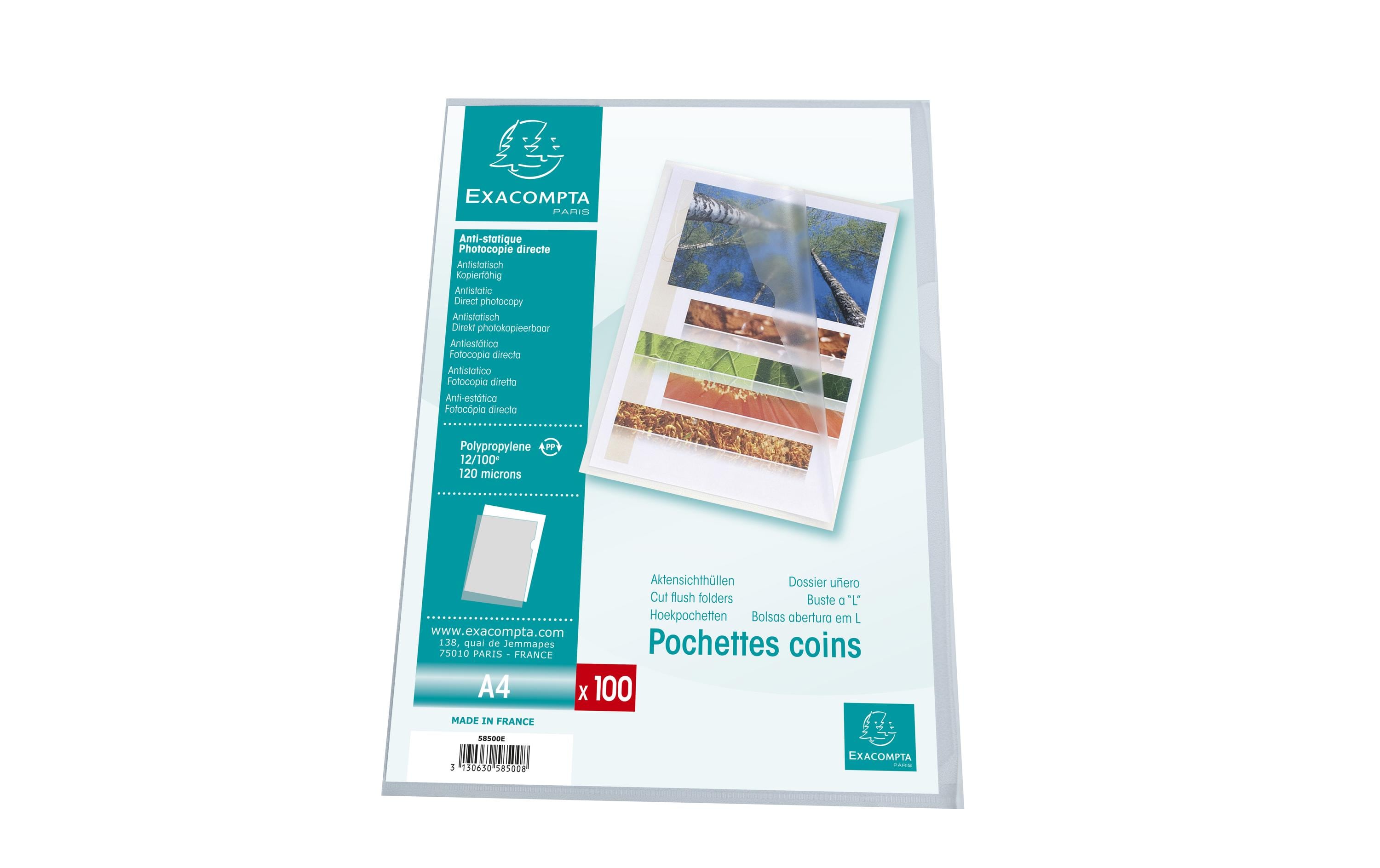 Exacompta Sichthülle A4, farblos Polypropylen, genarbt, 100 Stück