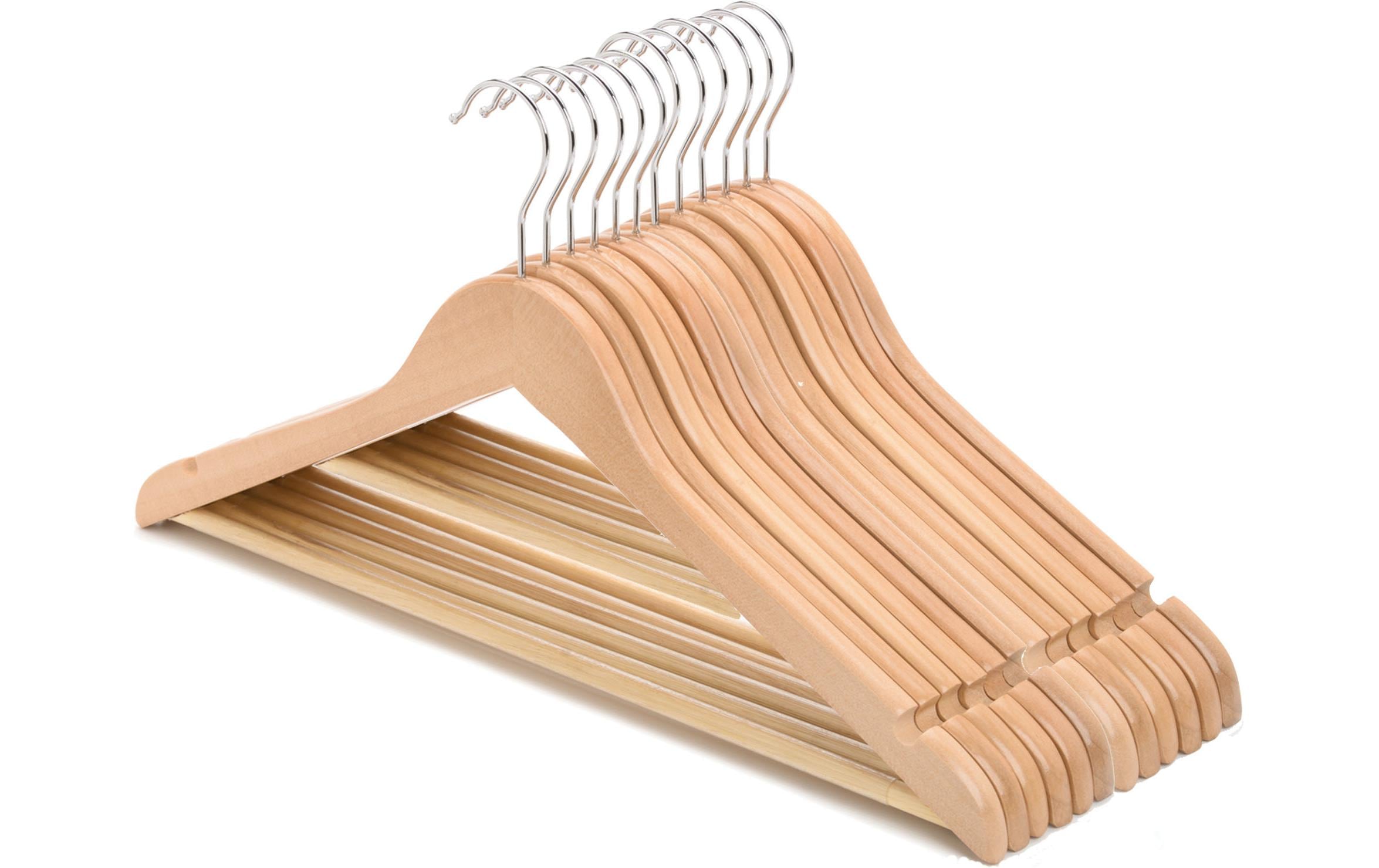 COCON Kleiderbügel 10er Pack Holz, 44.5x1.2x23cm