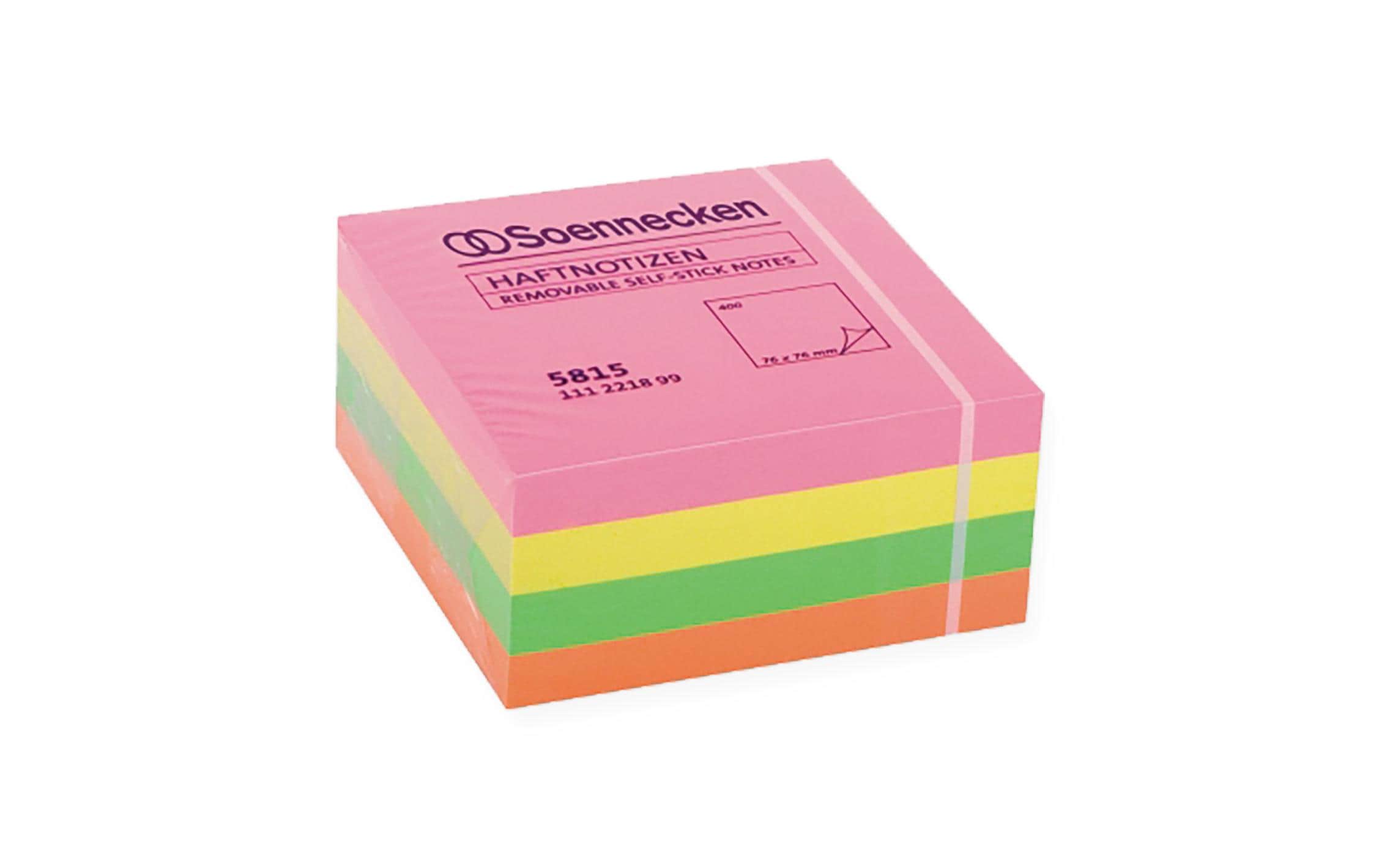 Soennecken Haftnotizwürfel 75 x 75 mm 400 Blatt, neonfarben