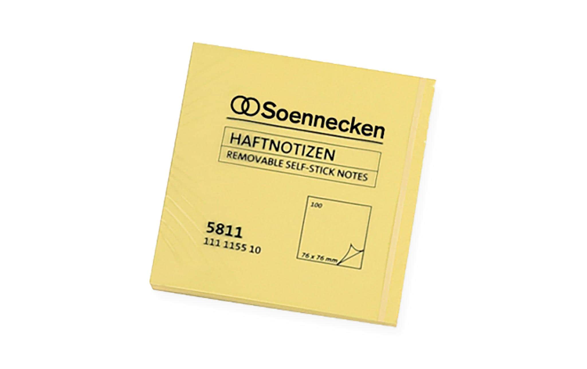 Soennecken Haftnotiz 75 x 75 mm 100 Blatt, gelb, Pack à 12x100 Blätter