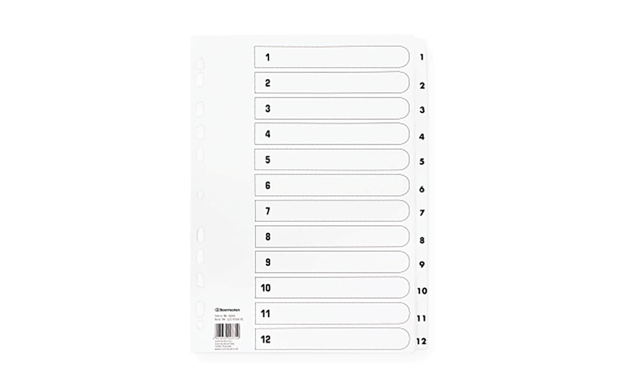 Soennecken Karton-Zahlenregister 1 - 12