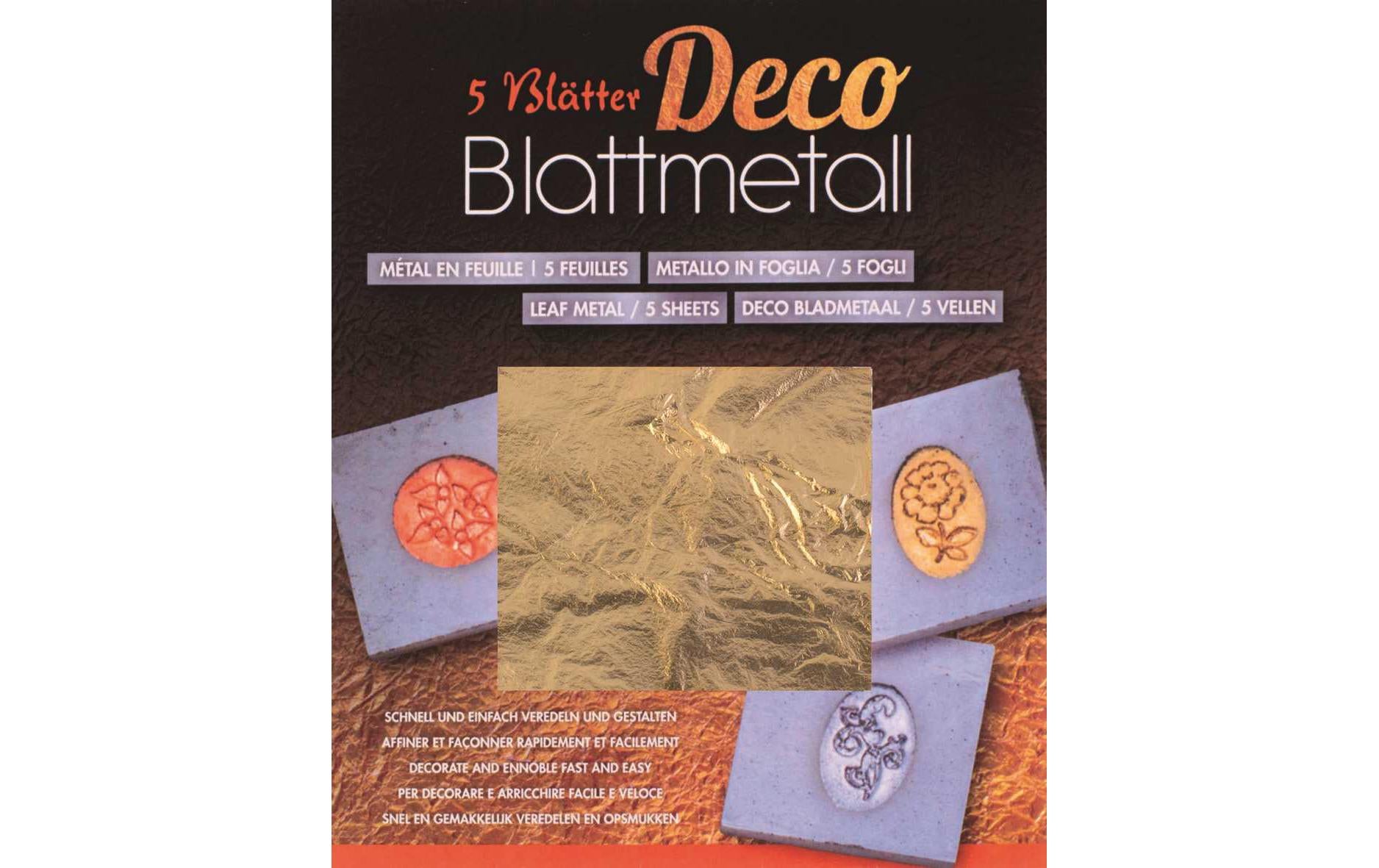 Glorex Blattmetall goldfarben 14 x 14 cm, 5 Stück