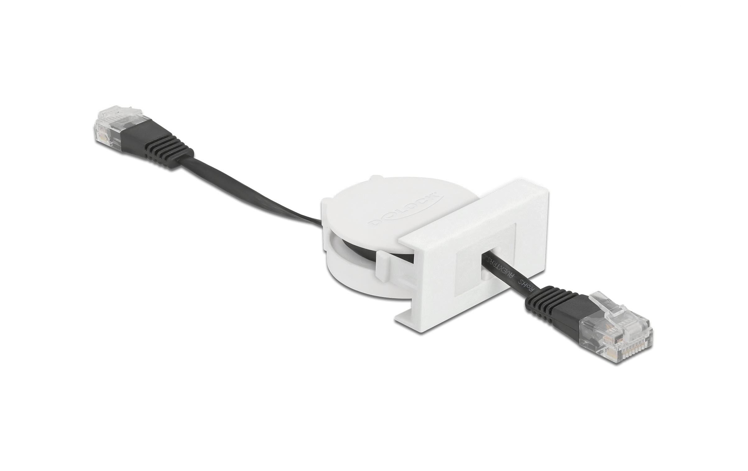 Delock Easy 45 Modul Netzwerk Aufrollkabel RJ45 Cat.5e, schwarz