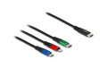 Delock USB2.0-Ladekabel 3 in 1, 1m Typ-C zu Lightning / Micro USB/ USB Type-C