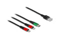 Delock USB2.0-Ladekabel 3 in 1, 30cm Typ-A zu 2x Lightning / USB Type-C