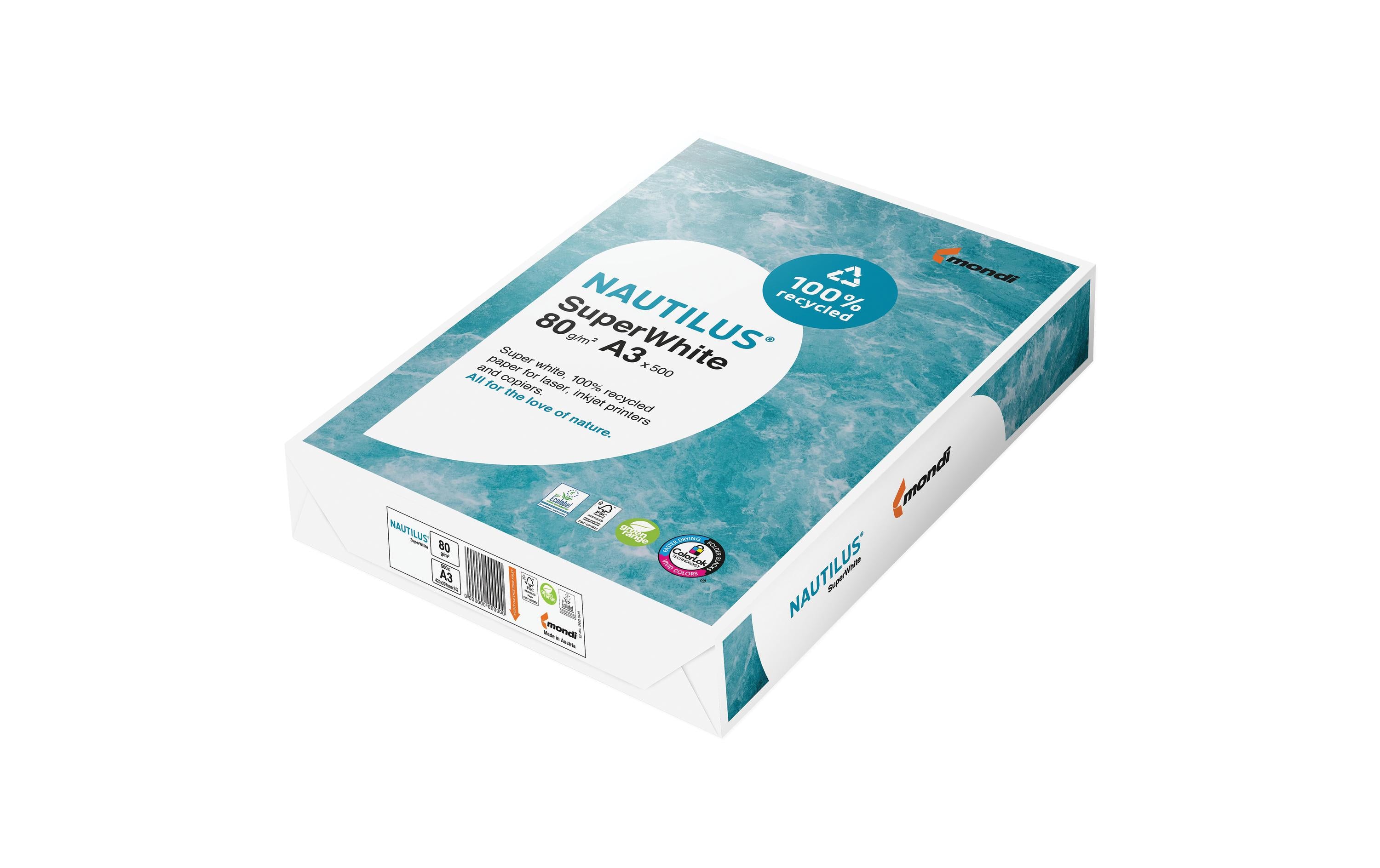 Nautlius Kopierpapier Super White A3, 80 g/m², 500 Blatt