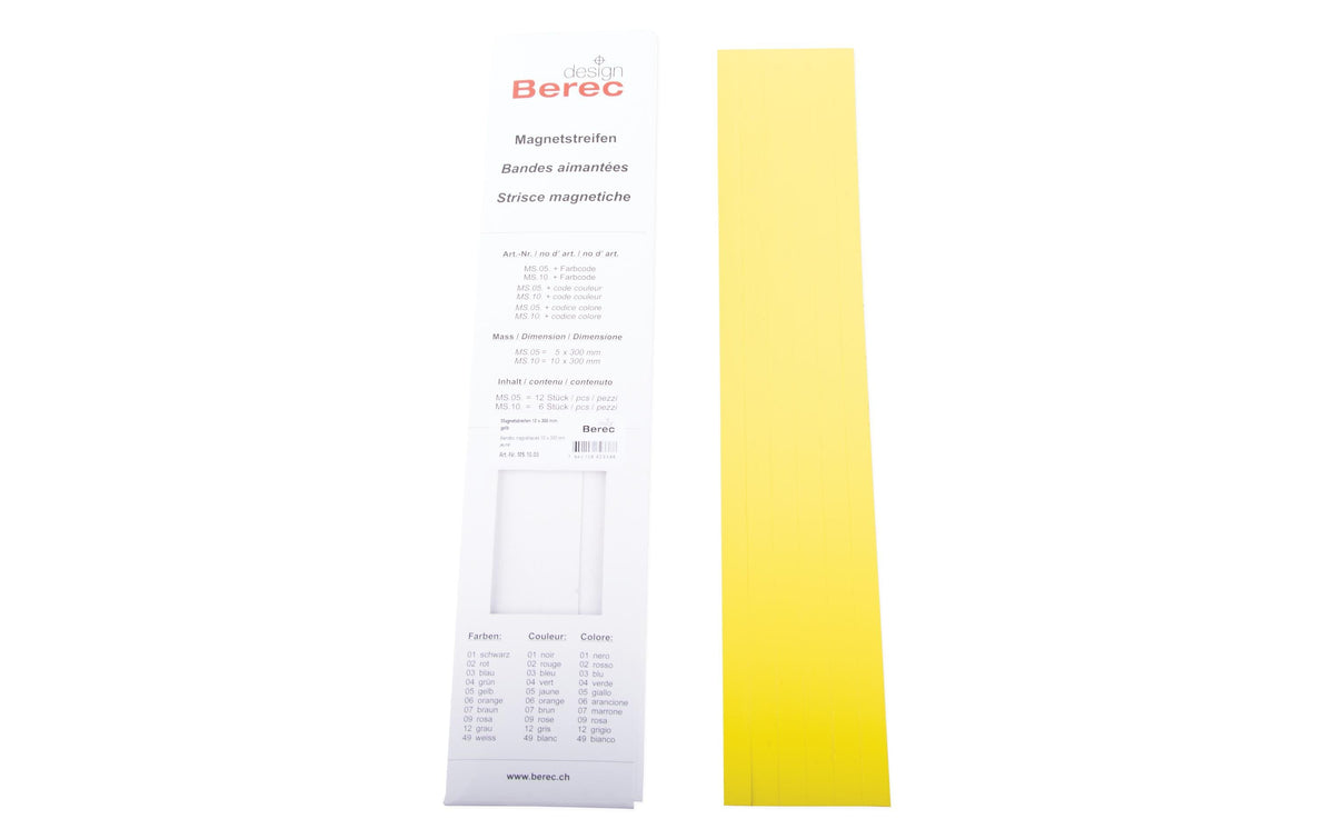 Berec Magnetstreifen, 6 Stk 10 mm x 30 cm, gelb