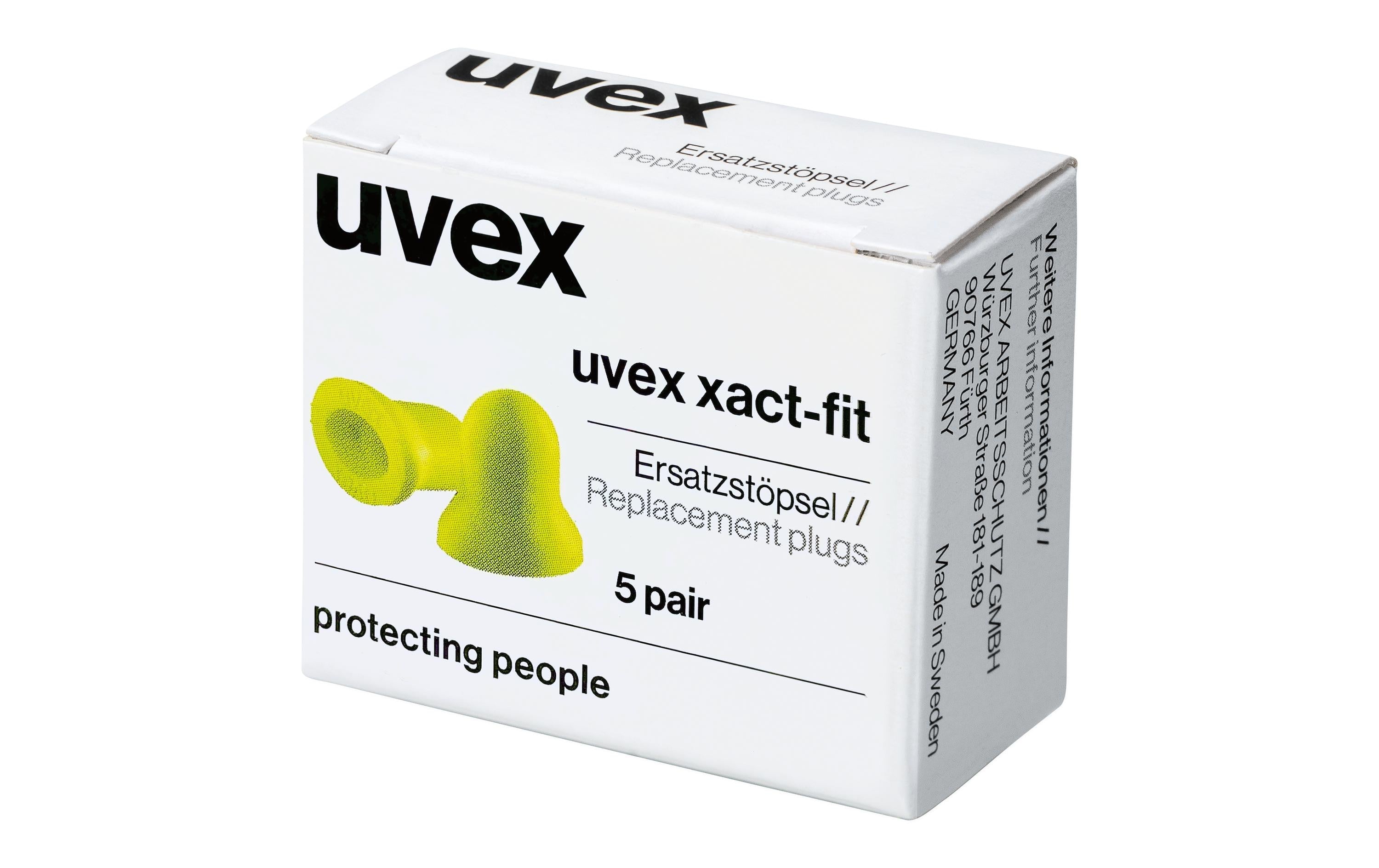 Uvex Gehörschutz xact-fit mit Kordel Ersatzstöpsel, 5 Paar