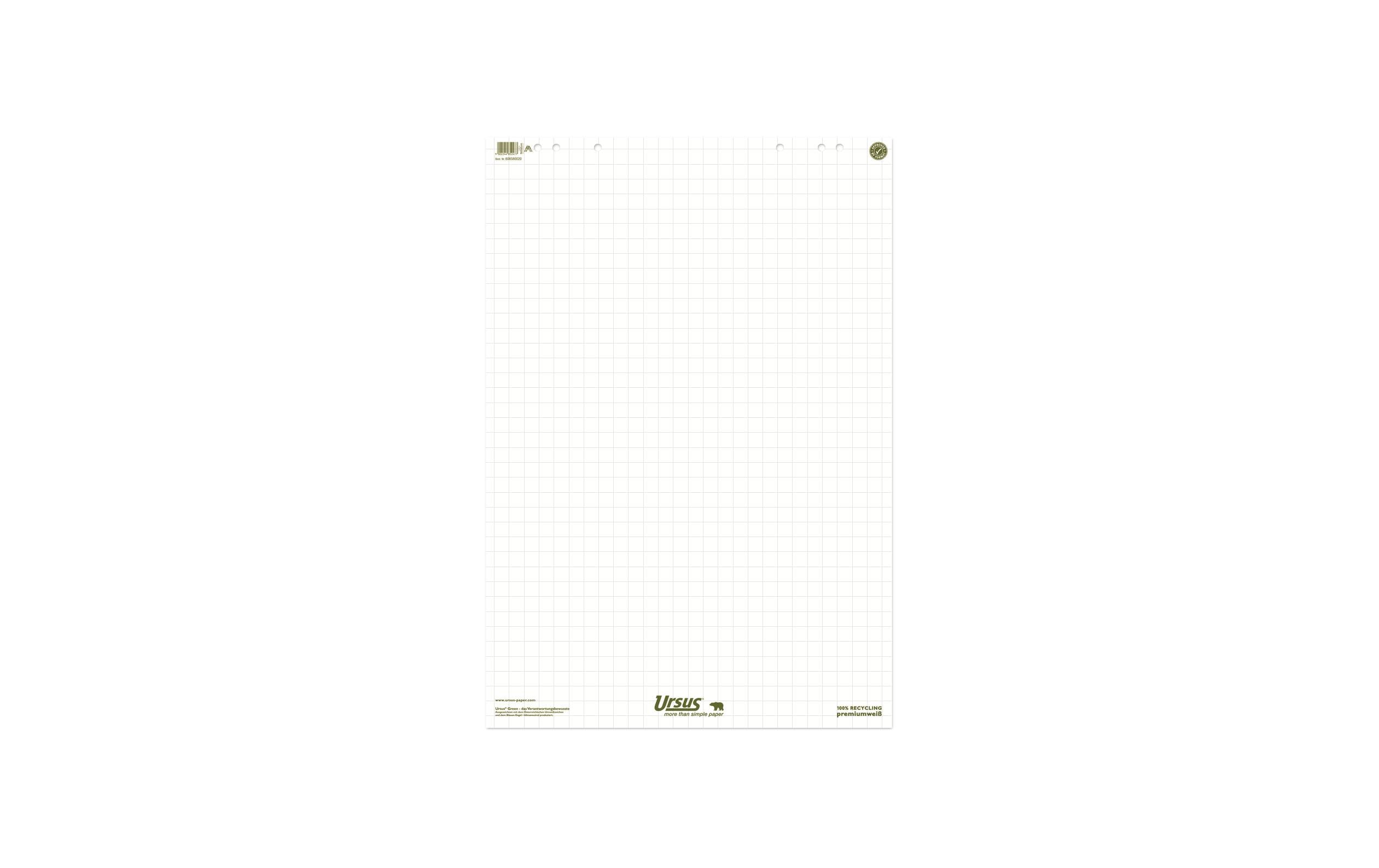 ursus green Flipchart Block Recycling 25 mm kariert, 1 Pk à 5 Stk
