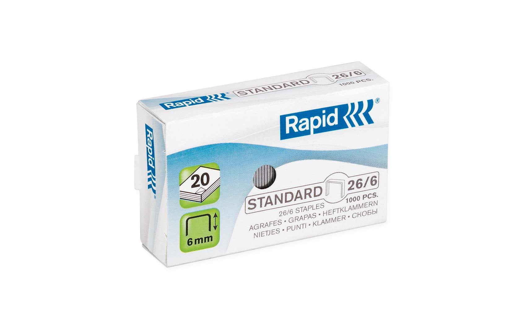 Rapid Heftklammern Standard, 1000 Stk 26/6, Schenkellänge 6 mm