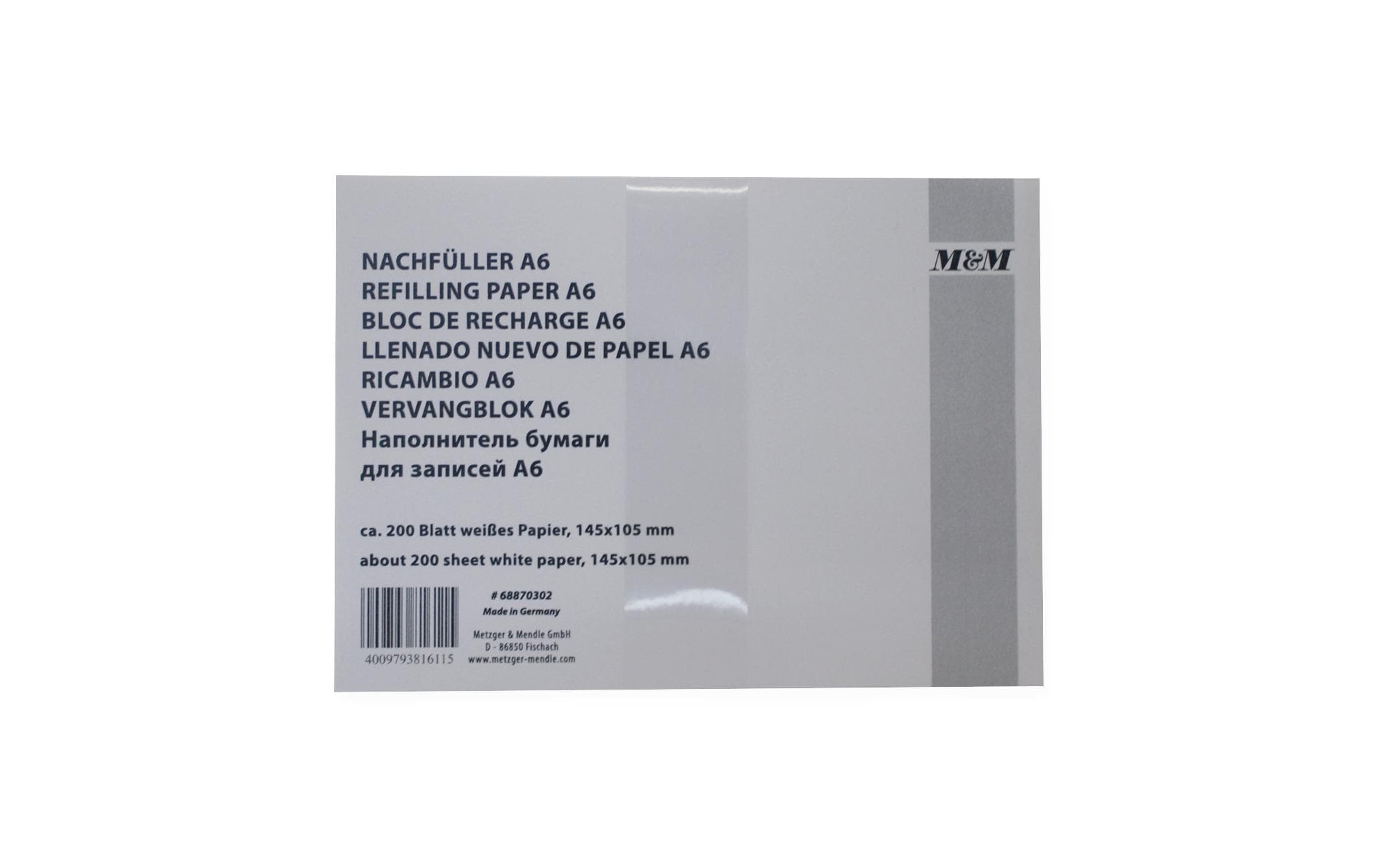 Metzger&Mendle Ersatzpapier A6/A7, 14,8 x 10,5 cm, 200 Stk