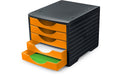 Styro Schubladenbox Styrogreenbox Gehäuse schwarz, Schublade orange