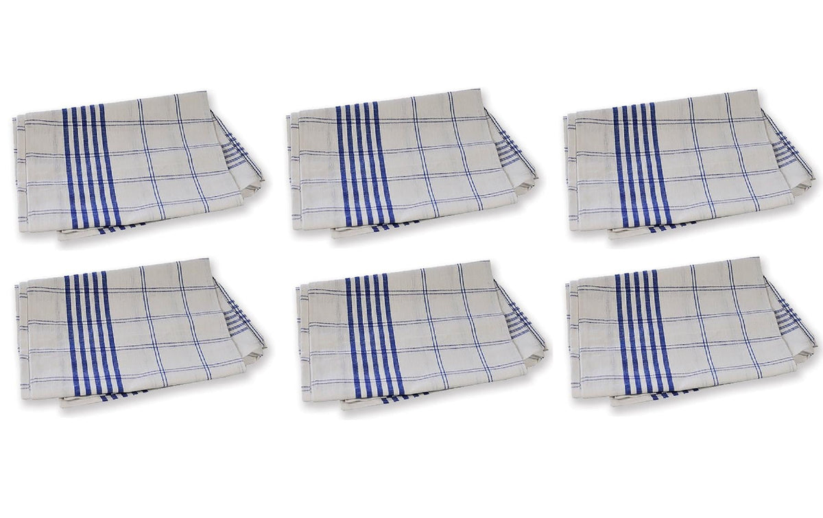 Geschirrtuch Halbleinen 6 Stk mit blauen Streifen