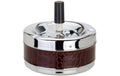 Dameco Schleuder-Aschenbecher braun D:11 H:10cm, Metall verchromt, Lederoptik