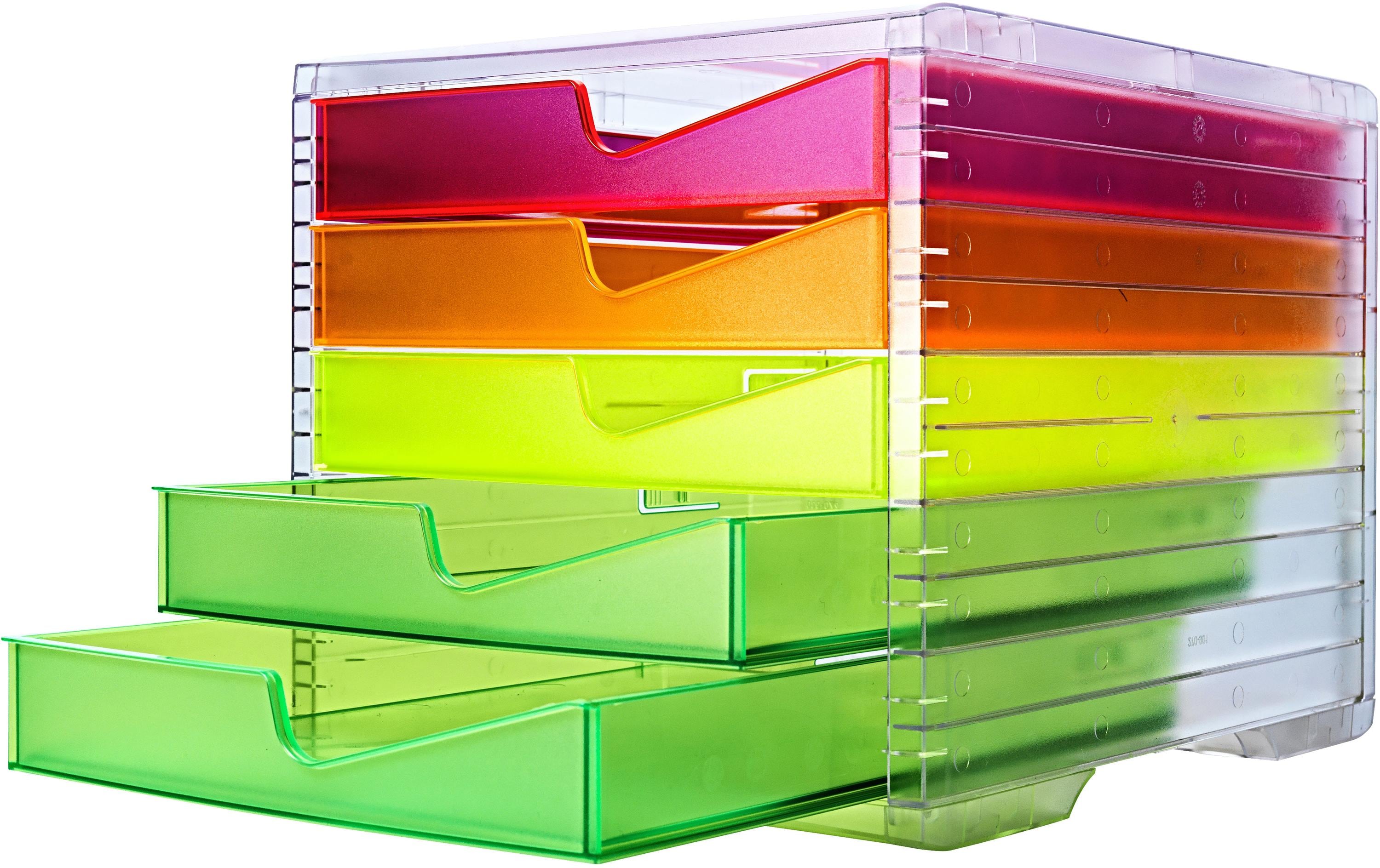 Styro Schubladenbox styroswingbox NEONline 5 Schubl multicolor neon, Gehäuse transpar