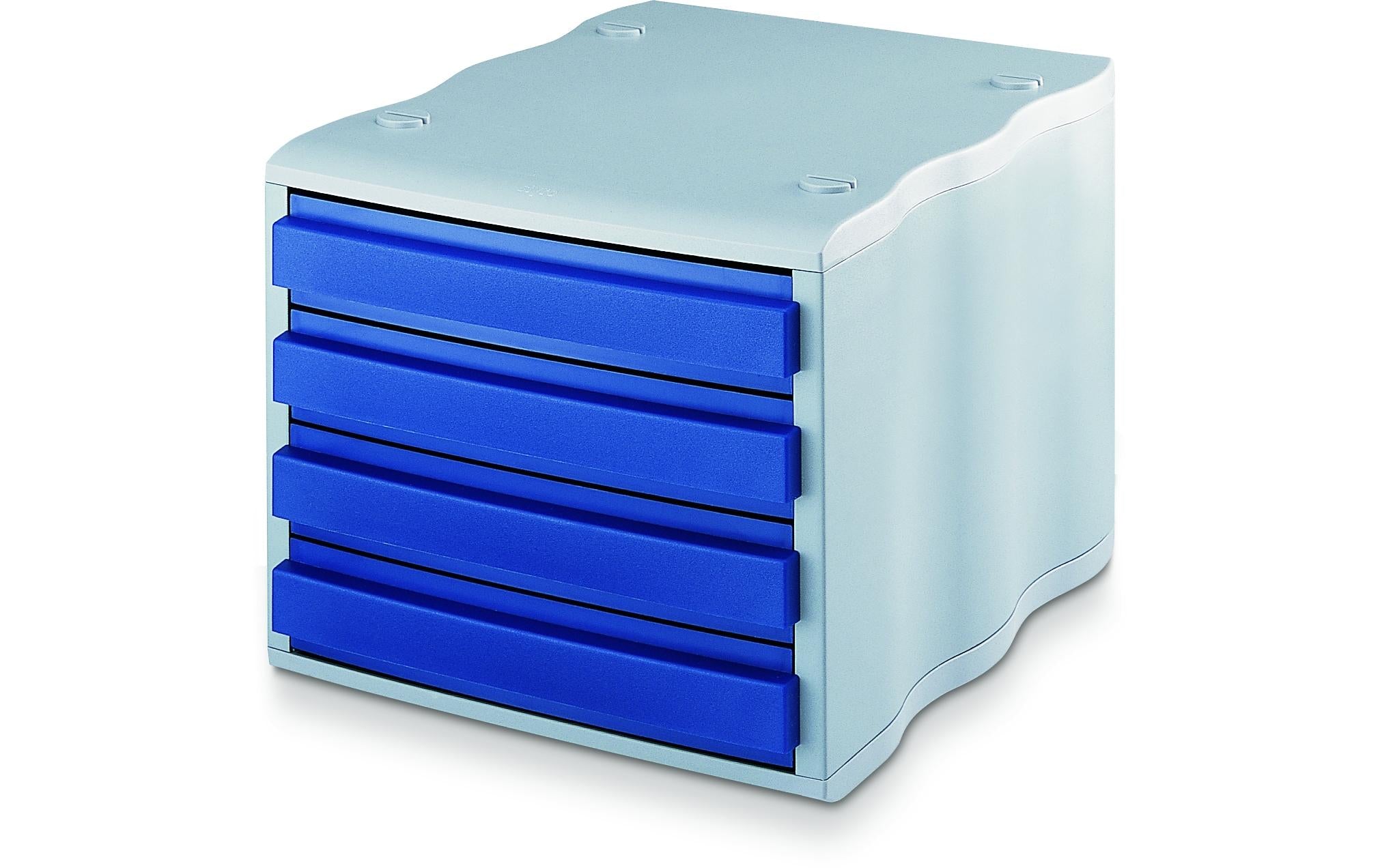 Styro Schubladenbox Styrowave Gehäuse grau, Schublade blau