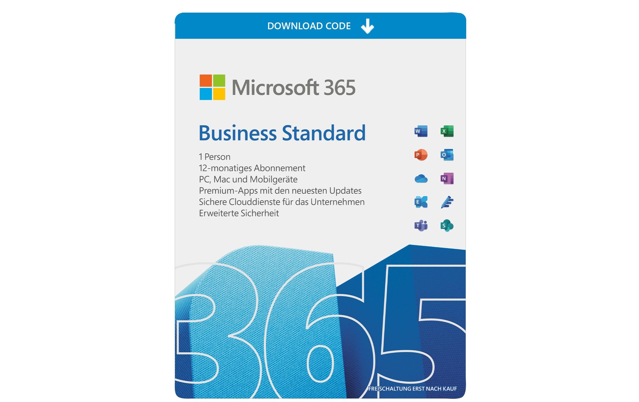 Microsoft 365 Business Standard ESD, Miete, Jahreslizenz, multilingual