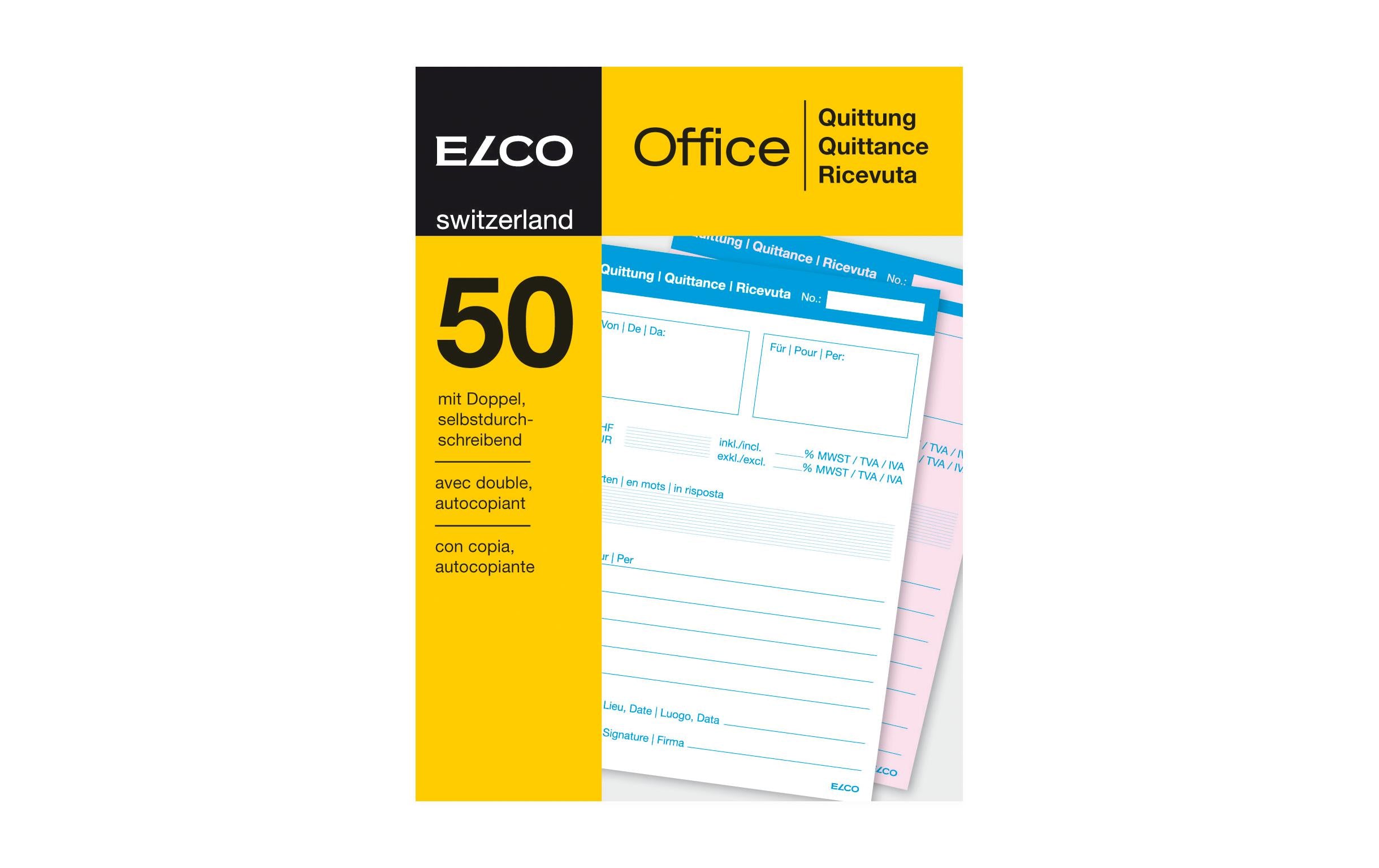 Elco Quittungsblock Office, 65 g/m² A6, gelb, 1 Stück