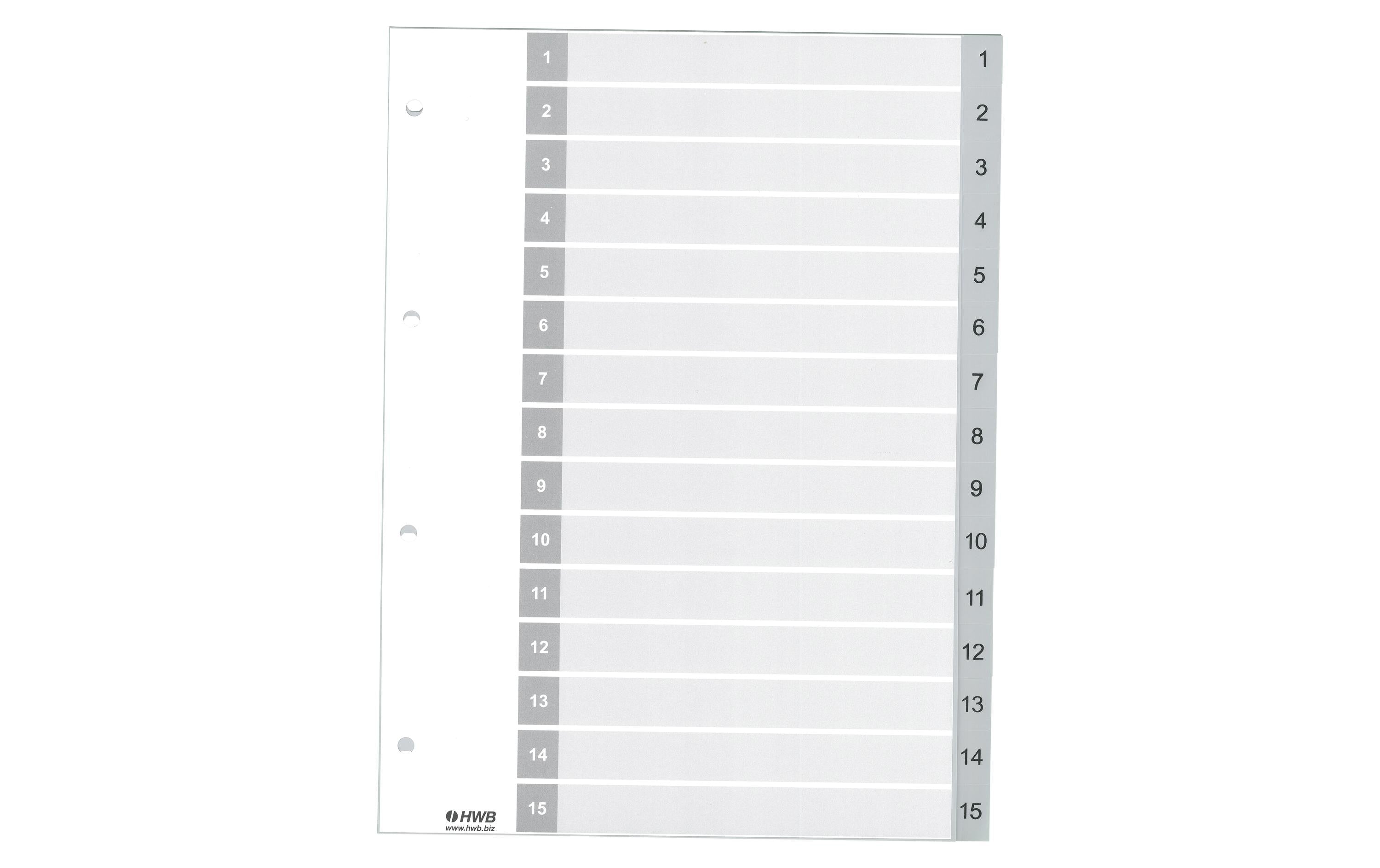 HWB Zahlen-Register 1 - 15