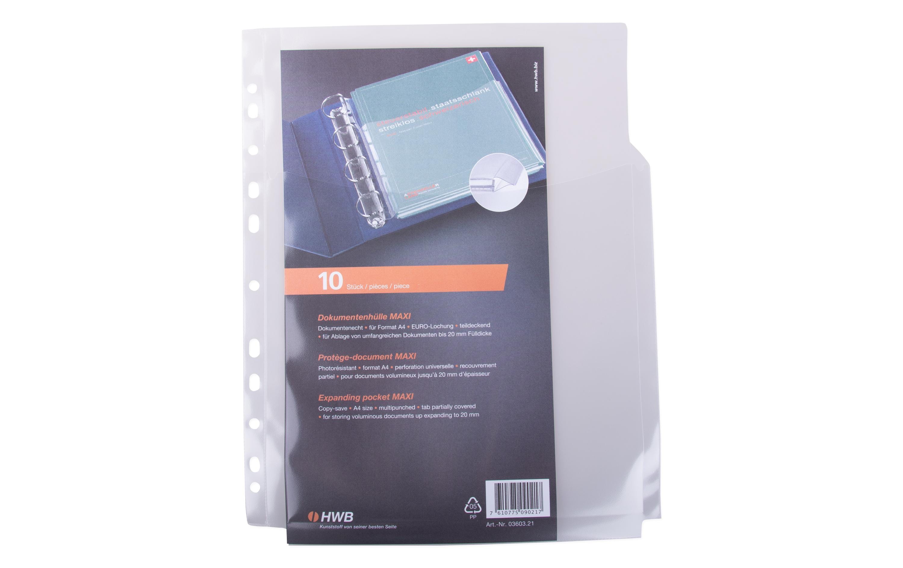 HWB Dokumentenhülle Maxi PP 180, 10 Stk A4, teildeckend