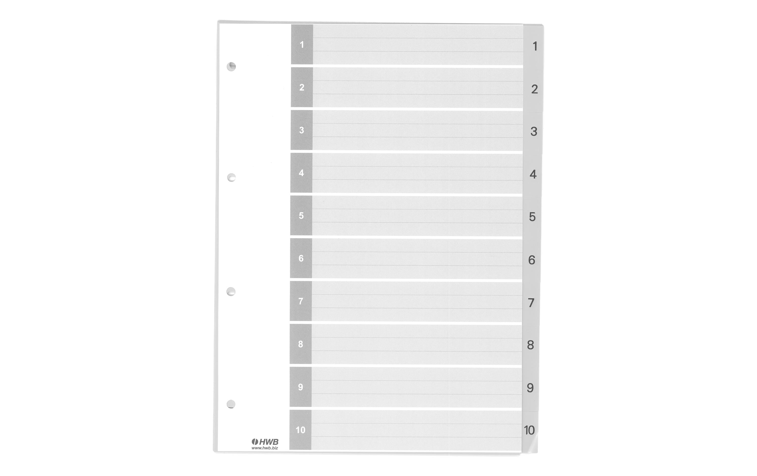 HWB Zahlen-Register 1 - 10