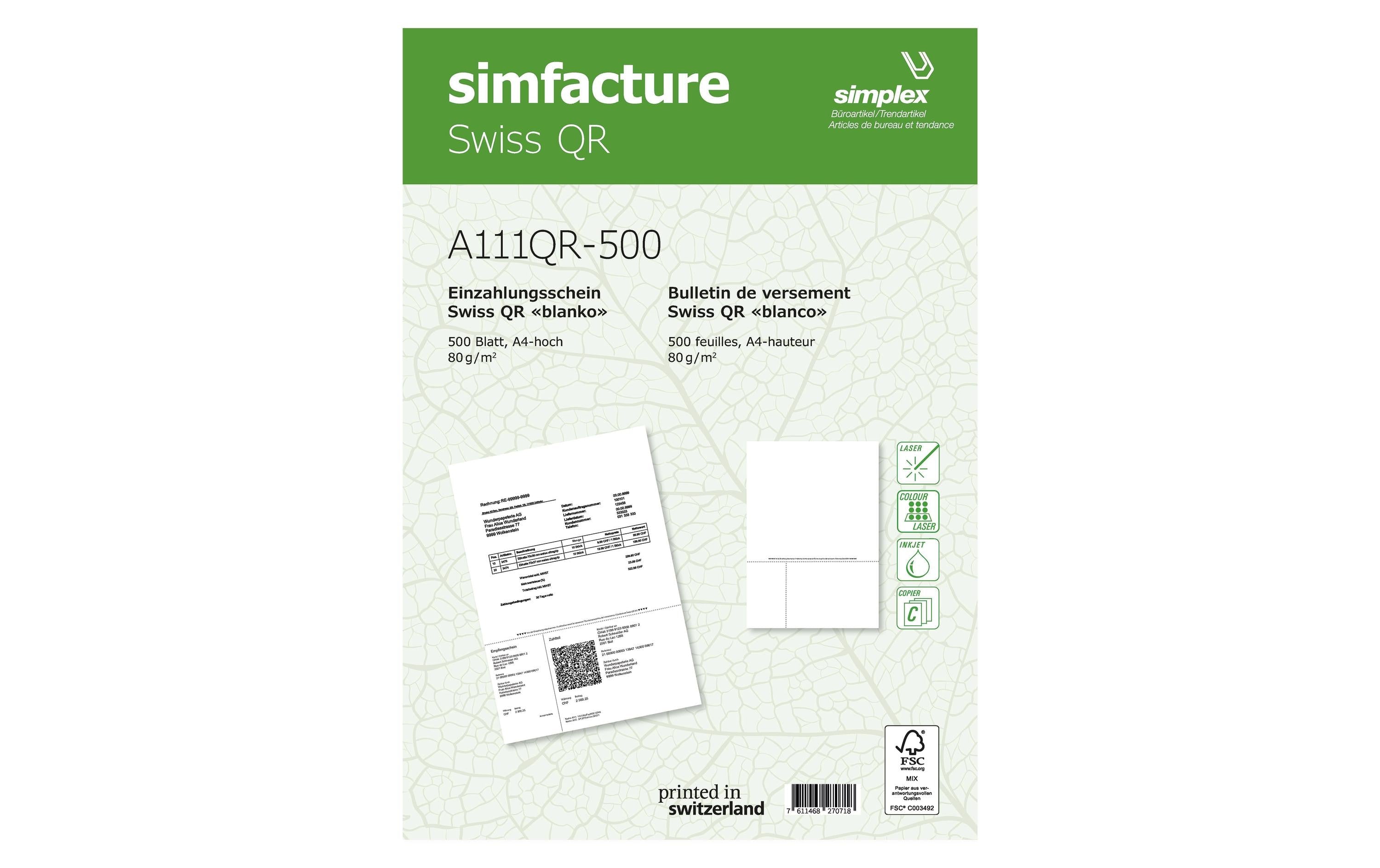 Simplex Simfacture Swiss QR FSC, 1000 Stk 90 g/m², 1000 Blatt