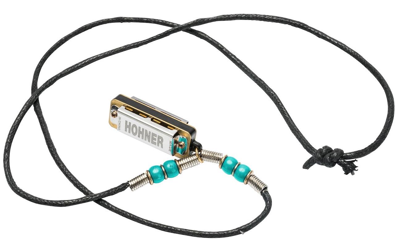 Hohner Miniature Mini Harp Halskette LB Mundharmonika, Mini, hellblau