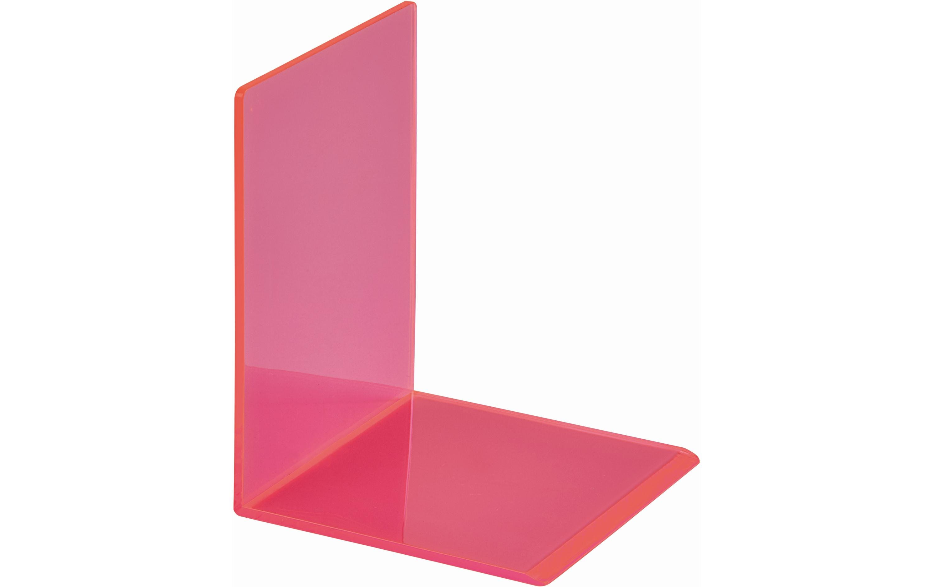 Maul Buchstütze aus Acryl Neon 10x10x13cm, pink, 2 Stk.