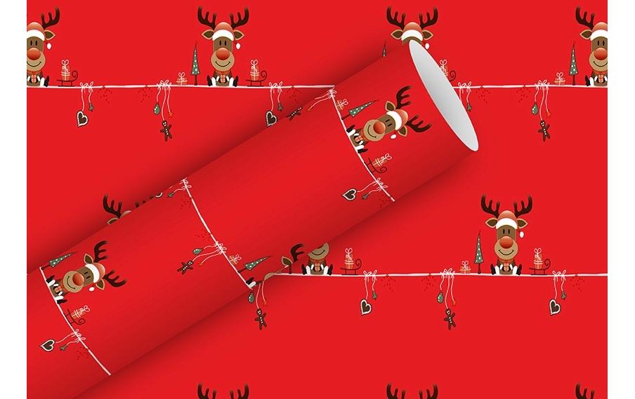 B+C Geschenkpapier Little Rudy rot 2m x 70 cm, 80 g/m2