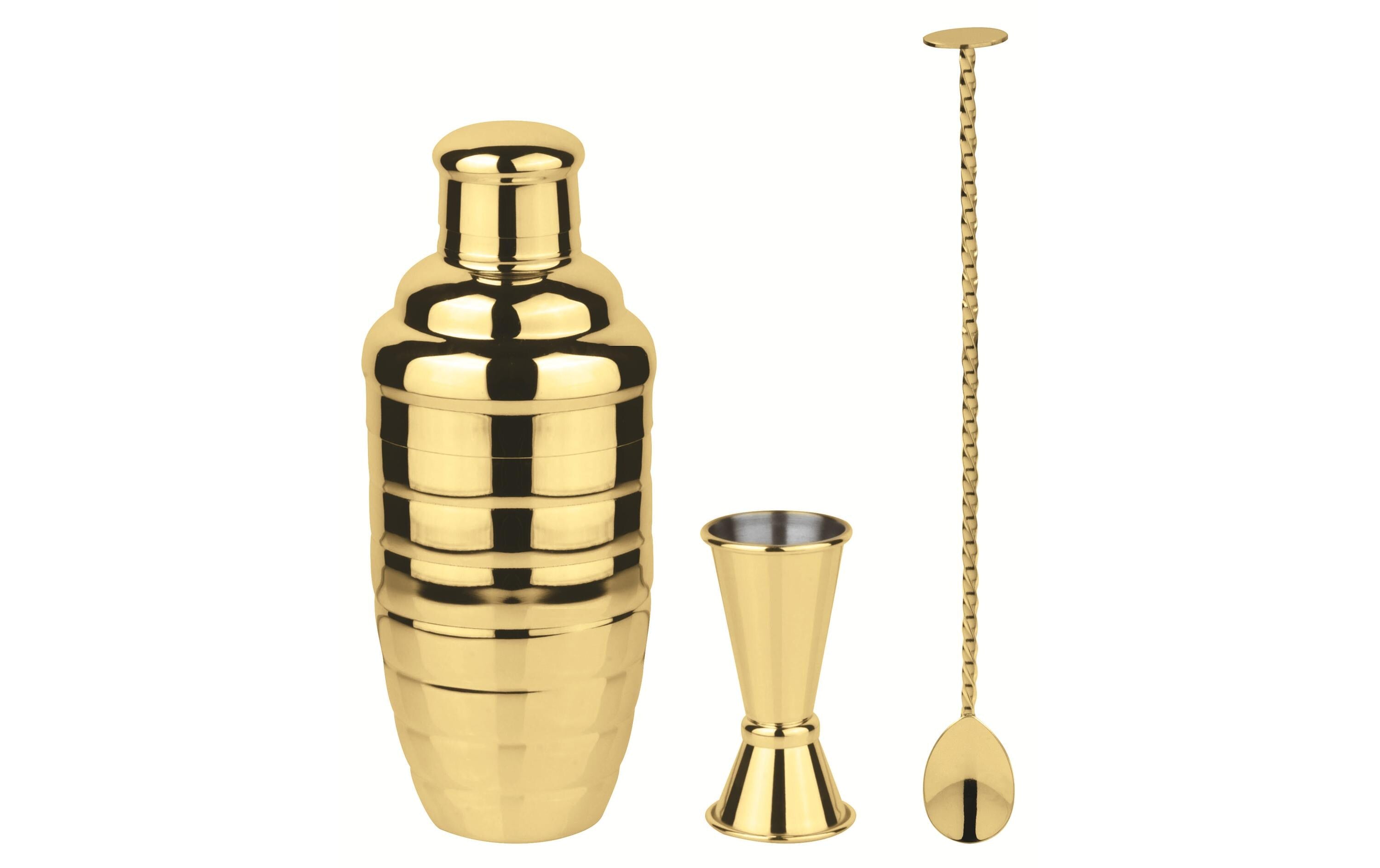 Paderno Bar Set Starter 3tlg. gold Shaker, Doppelmass, Cocktaillöffel