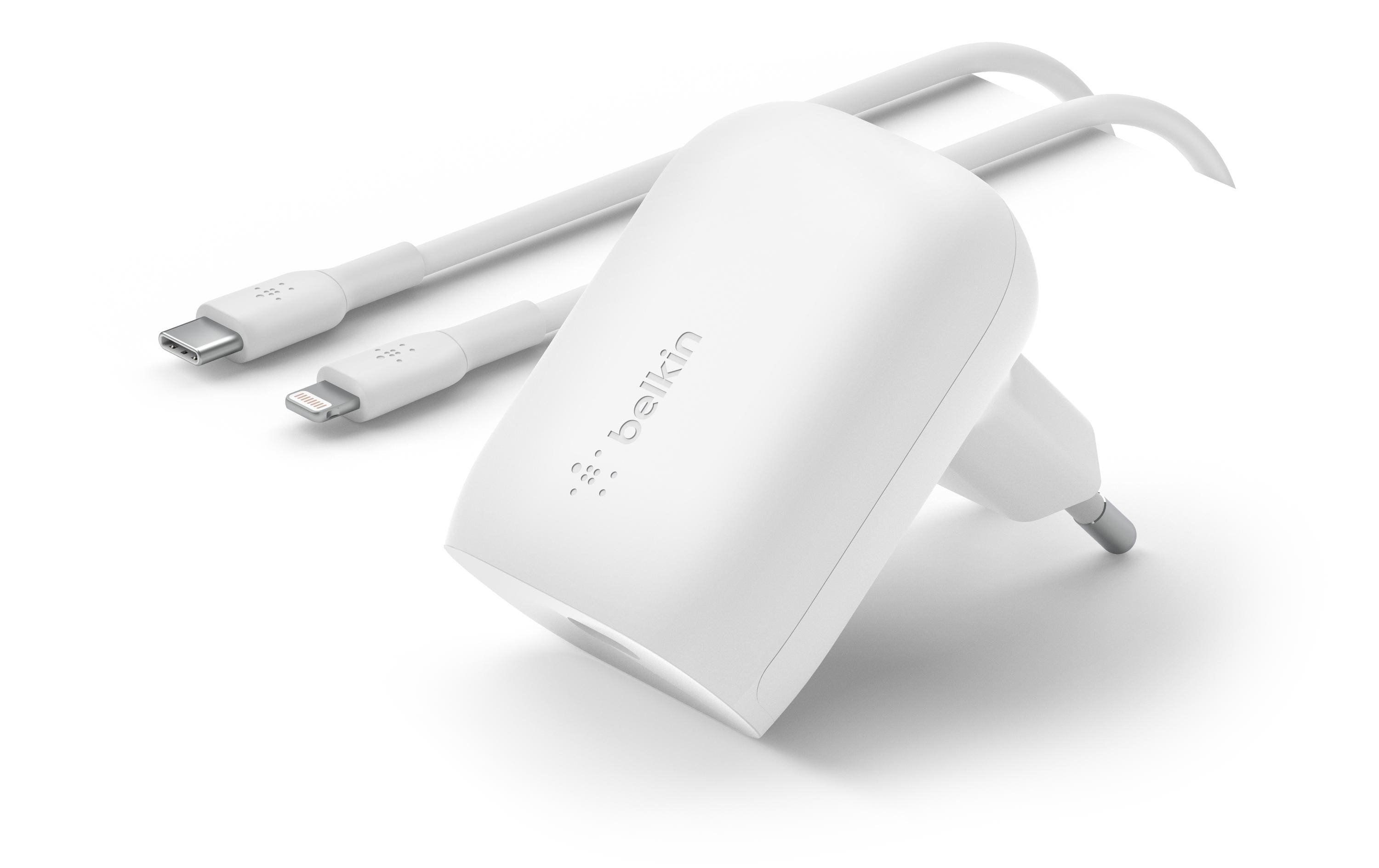 Belkin Boost Charger USB-C 30W PD & PPS inkl. Lightning Kabel 1m, weiß
