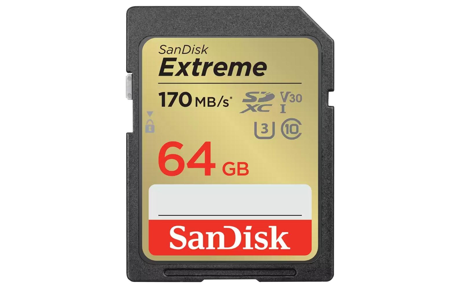 SanDisk SDXC Card Extreme 64GB Lesen 170MB/s, Schreiben 80MB/s