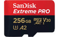 SanDisk microSDXC Card Extreme Pro 256GB Lesen 200MB/s, Schr. 140MB/s, inkl. Adapter