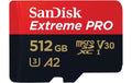 SanDisk microSDXC Card Extreme Pro 512GB Lesen 200MB/s, Schr. 140MB/s, inkl. Adapter